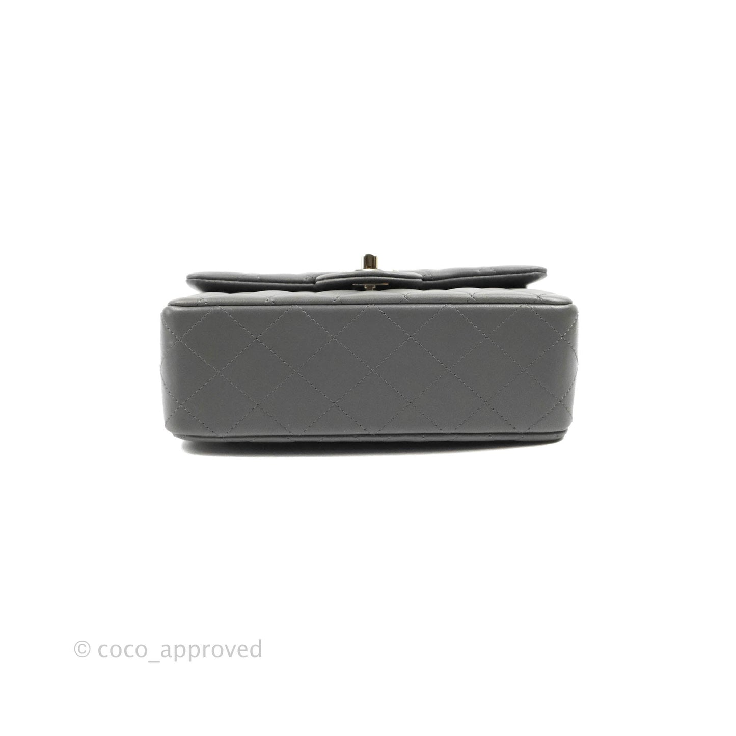 Chanel Top Handle Mini Rectangular Flap Bag Grey Lambskin Gold Hardware