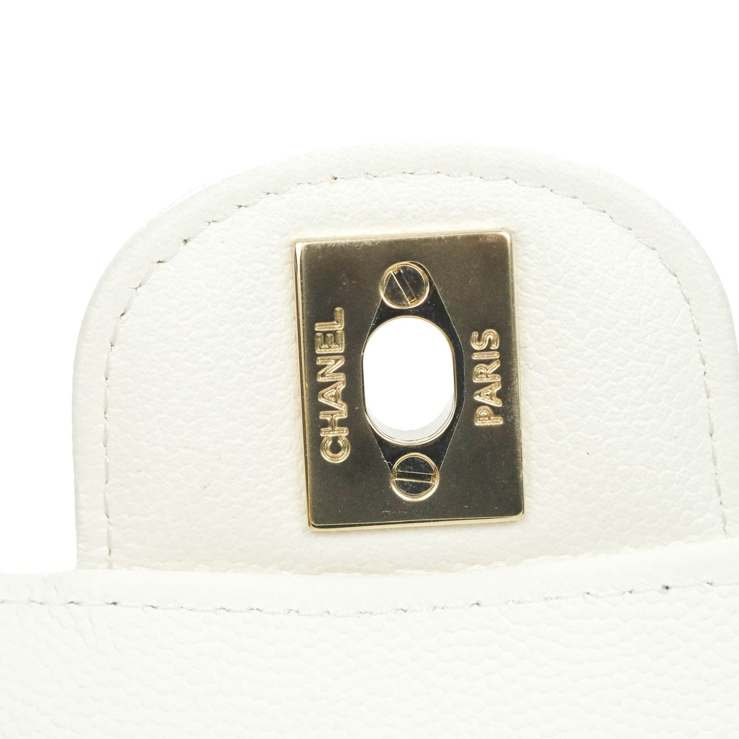Chanel Chevron M/L Medium Double Flap White Caviar Gold Hardware