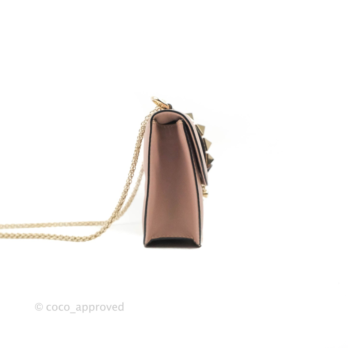 Valentino Small Vitello Glam Lock Rockstud Flap Poudre