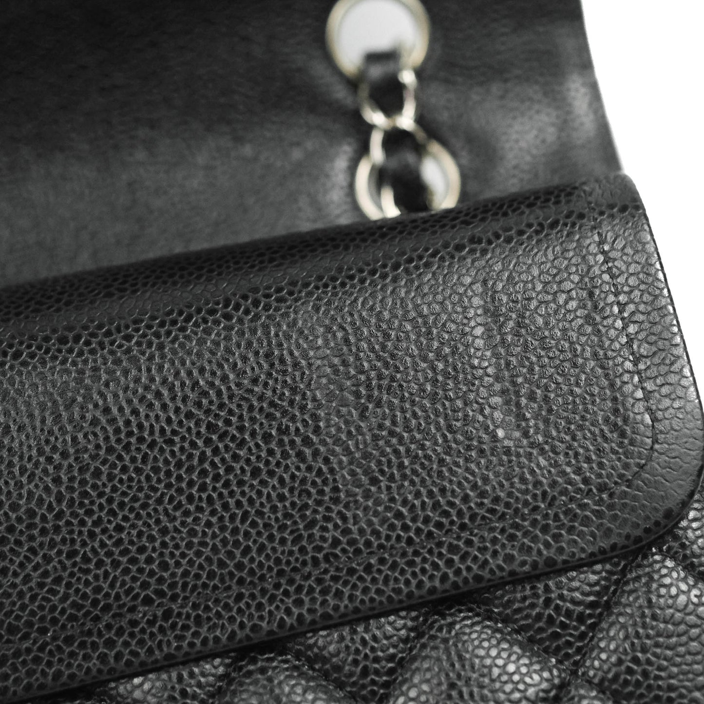 Chanel Classic Double Flap M/L Black Caviar Silver Hardware