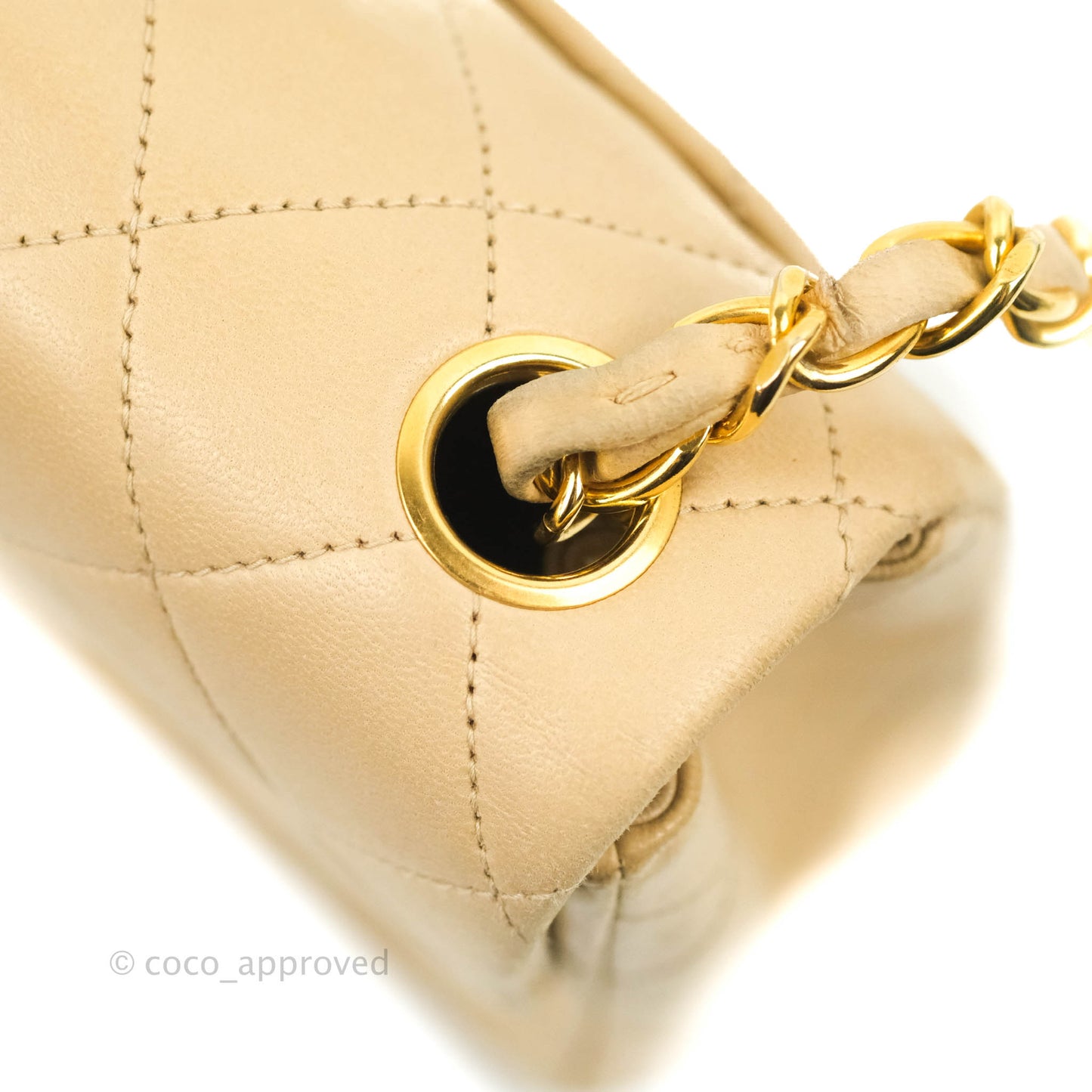 Chanel Vintage Mini Square Beige Lambskin 24K Gold Hardware
