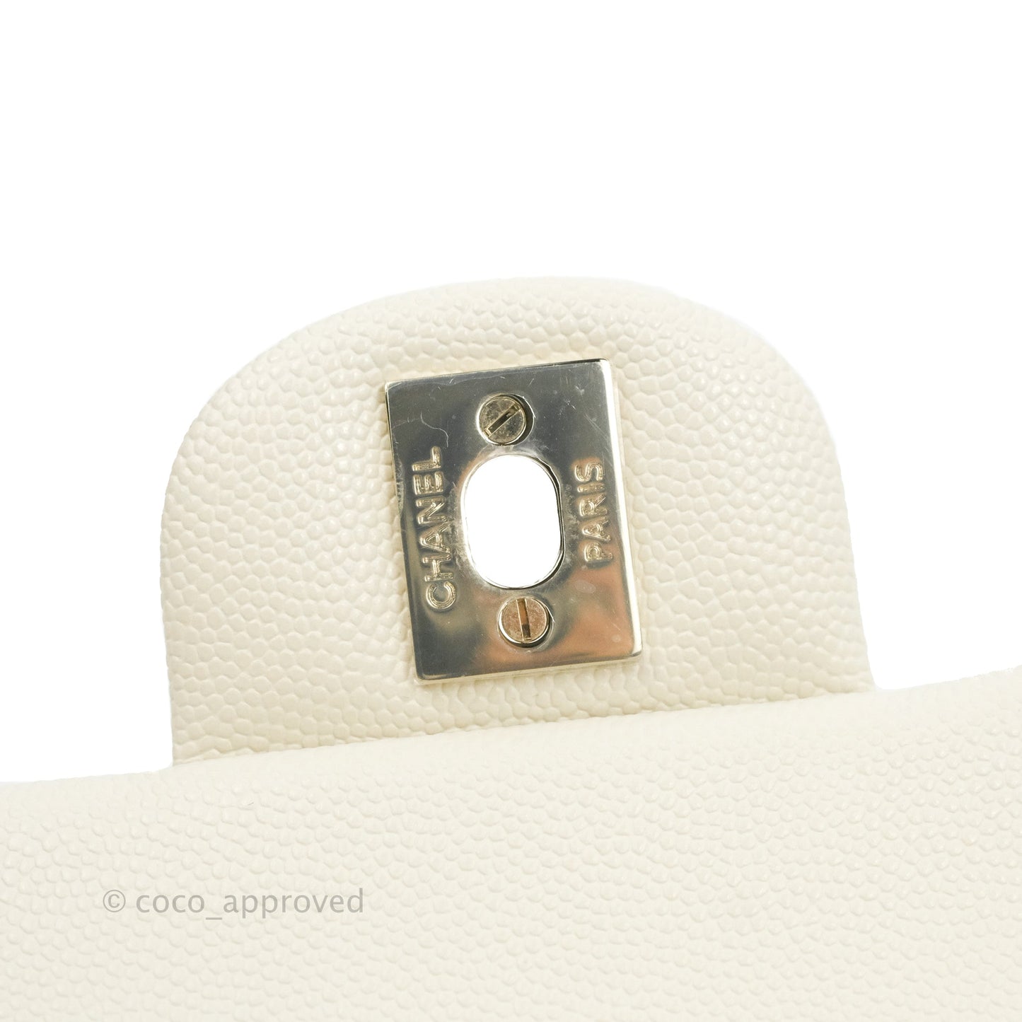 Chanel Classic Small S/M Quilted Flap White Caviar Gold Hardware 22C