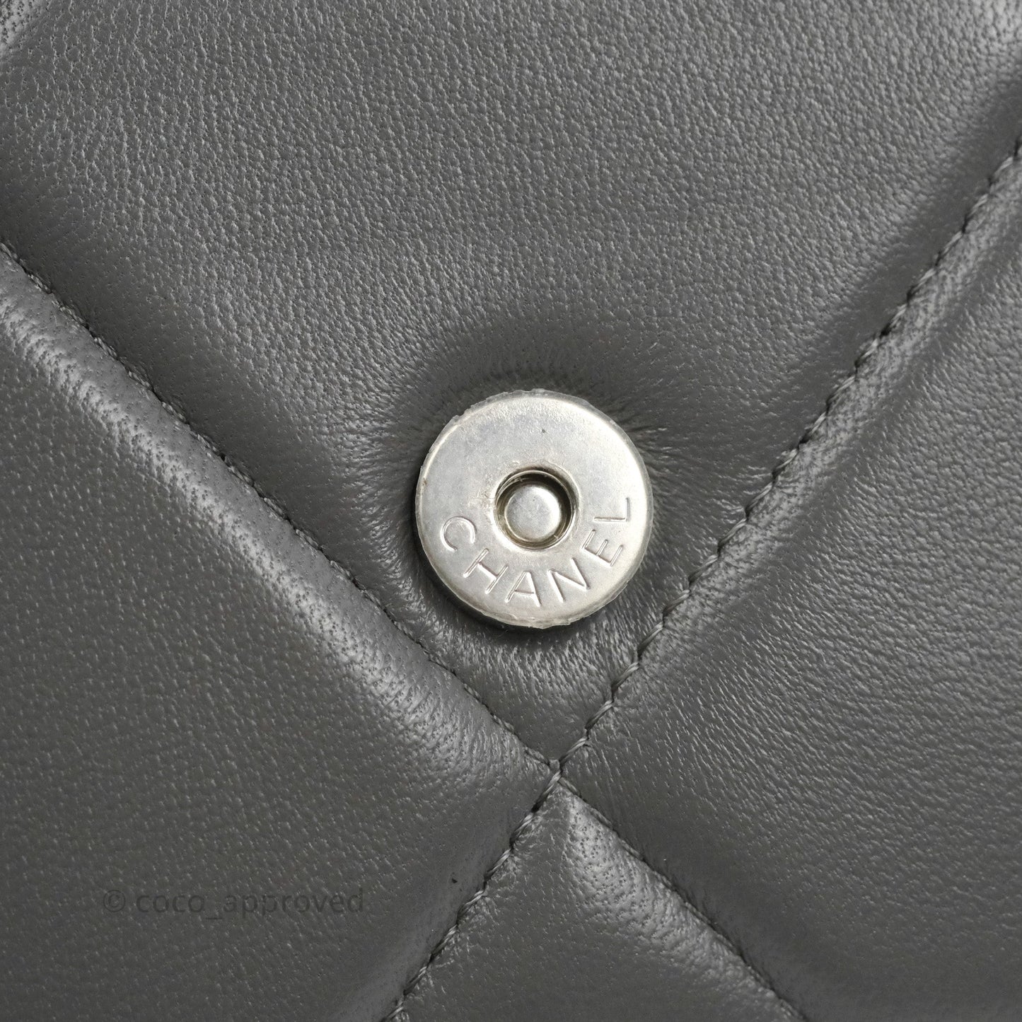 Chanel 19 Wallet on Chain WOC Dark Grey Lambskin Mixed Hardware