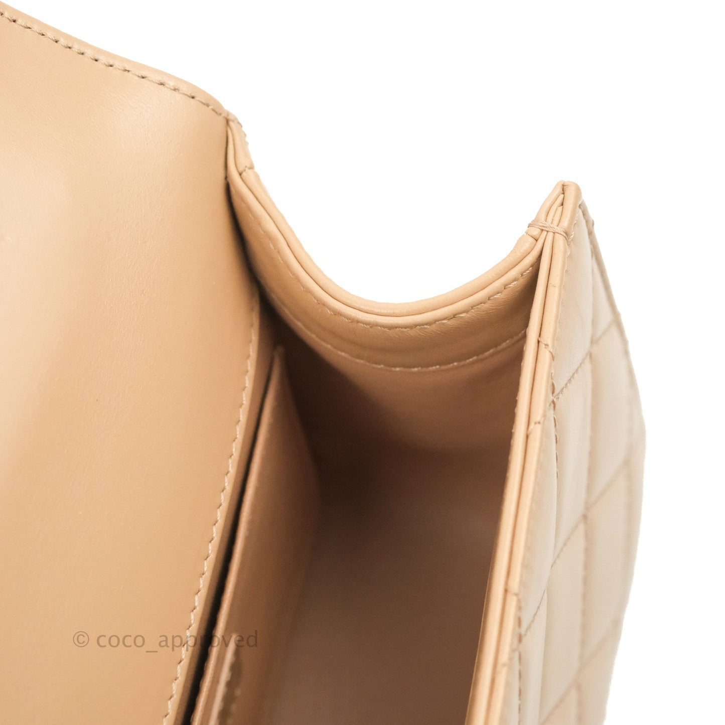 Chanel Quilted Perfect Fit Adjustable Beige Calfskin Gold Hardware 21A