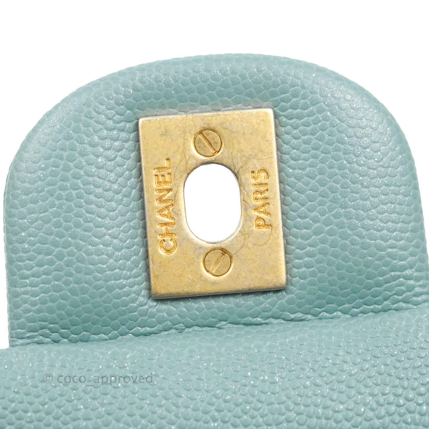 Chanel Quilted Mini Rectangular Flap Iridescent Blue Aged Gold Hardware 18C