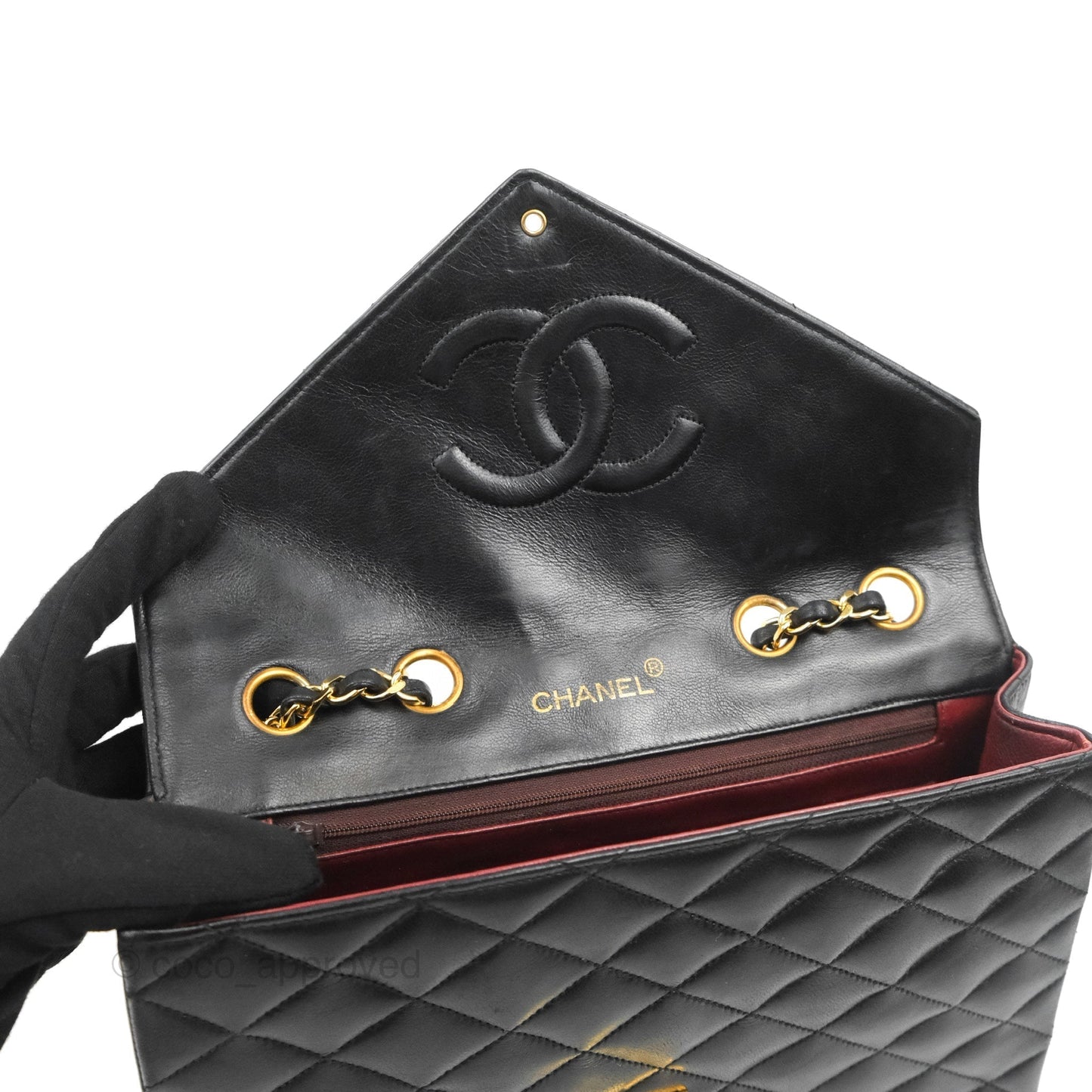 Chanel Vintage CC Clip-lock Flap Bag Black Lambskin 24K Gold Hardware