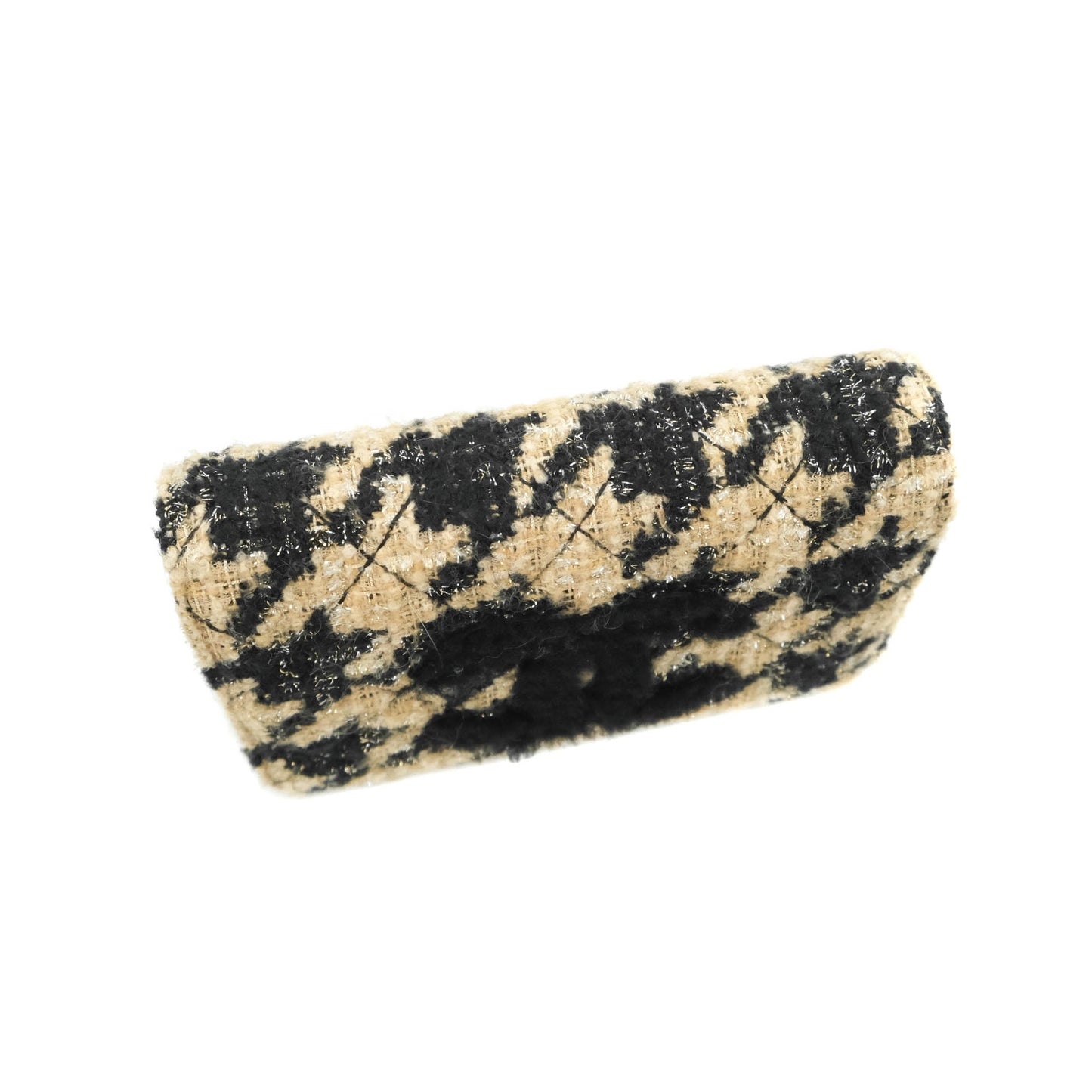 Chanel Wallet On Chain WOC Houndstooth Beige Black Tweed Gold Hardware