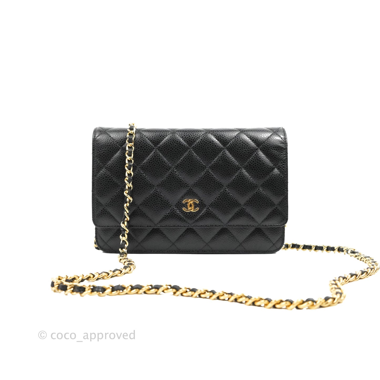 Chanel Quilted Wallet on Chain WOC Black Caviar Gold Hardware