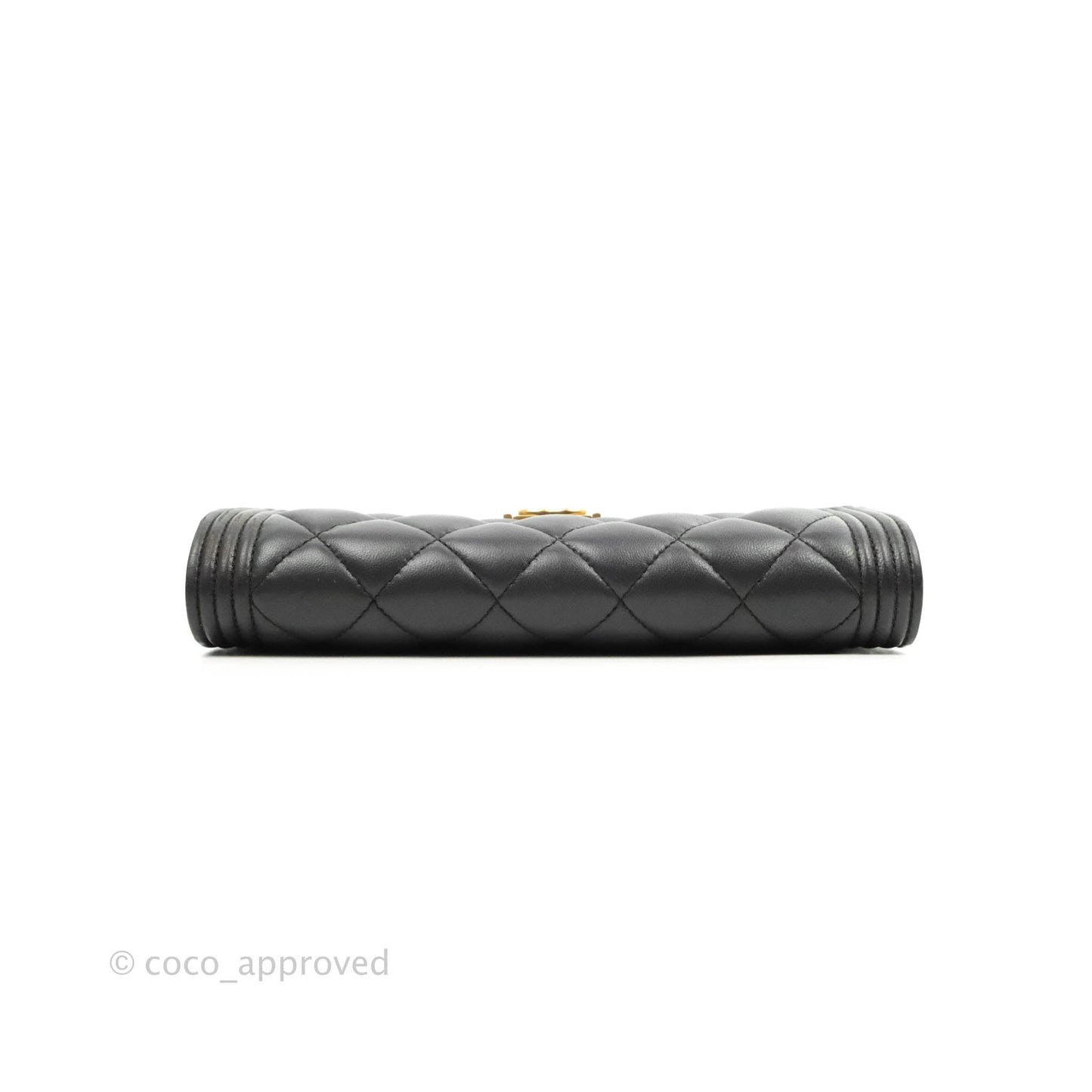 Chanel Quilted Boy Flap Long Wallet Dark Purple Lambskin Gold Hardware