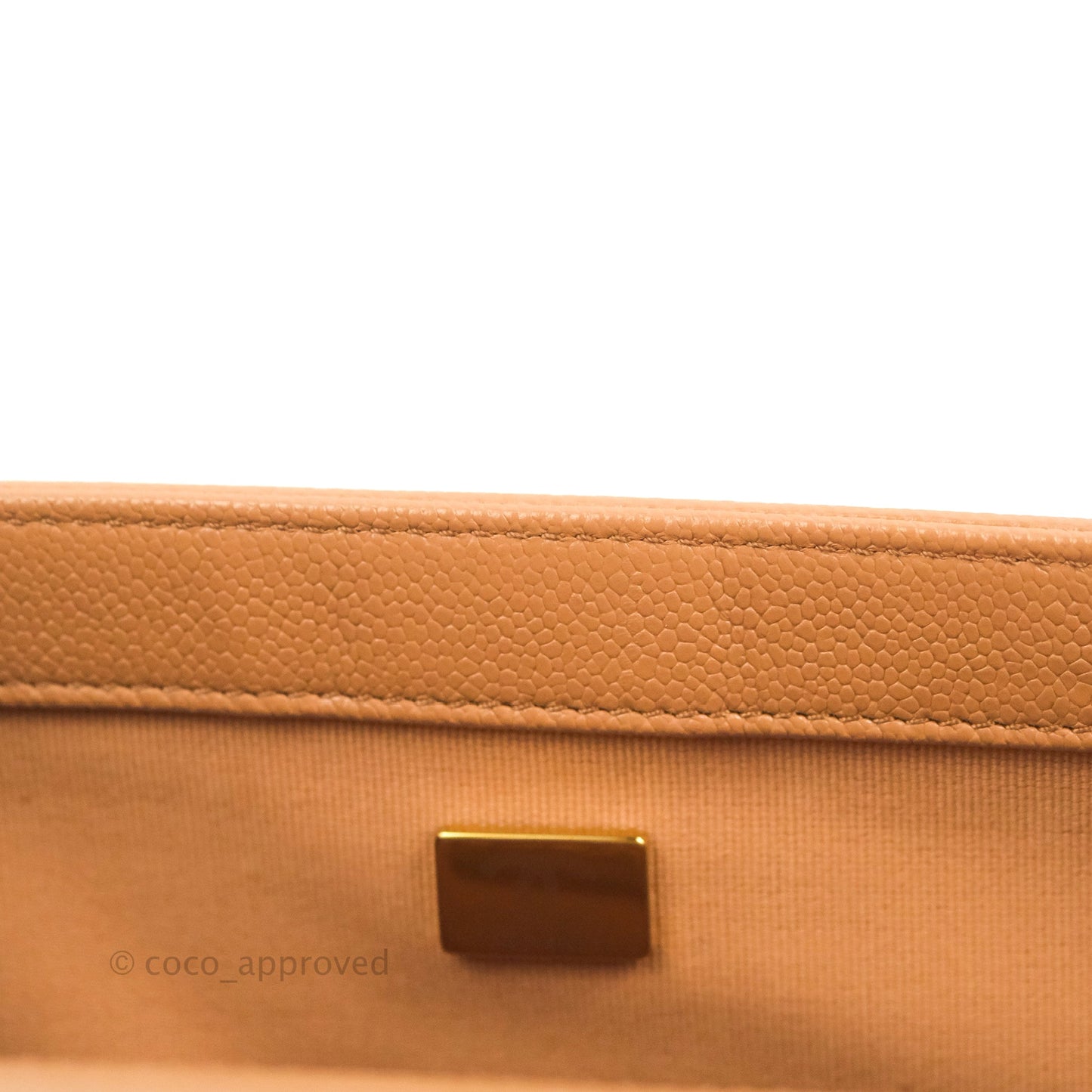 Chanel Quilted Medium Boy Caramel Caviar Gold Hardware