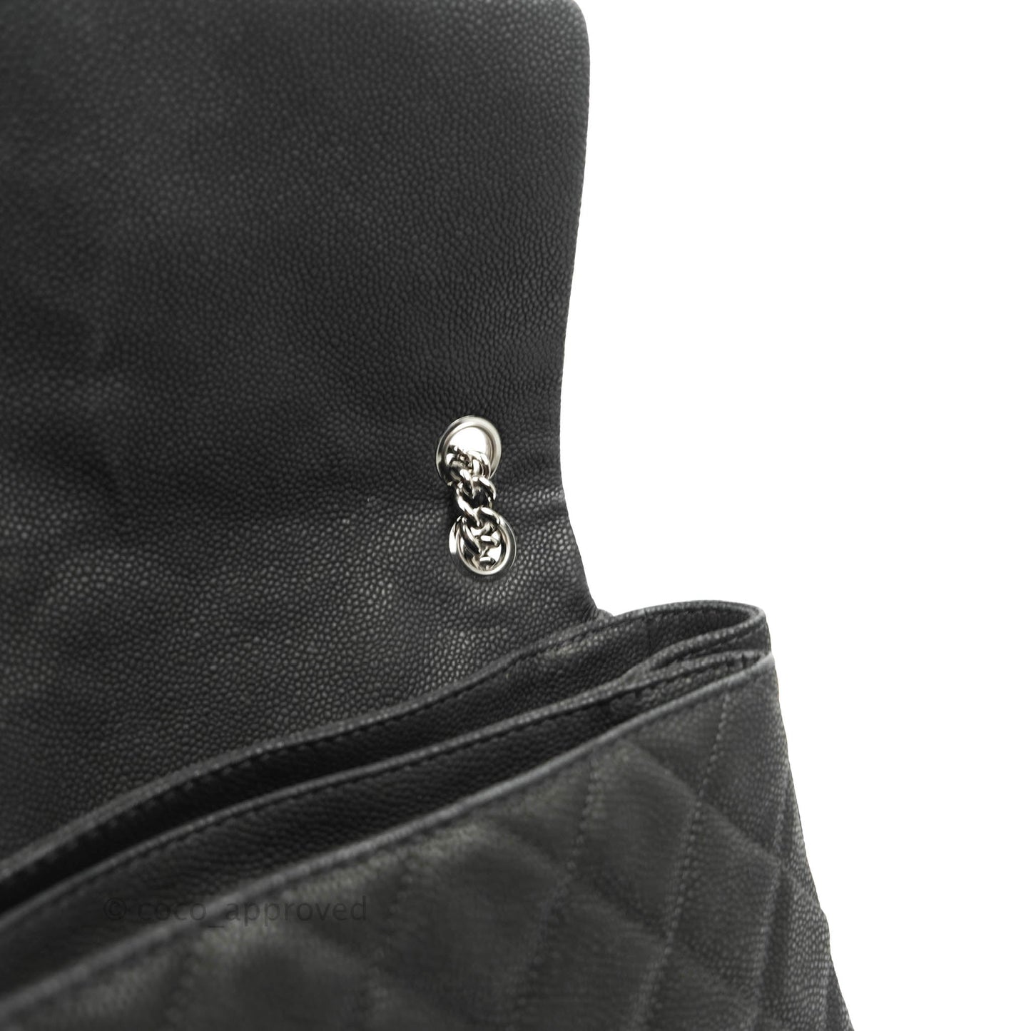 Chanel Lady Pearly Flap Bag Black Caviar Silver Hardware