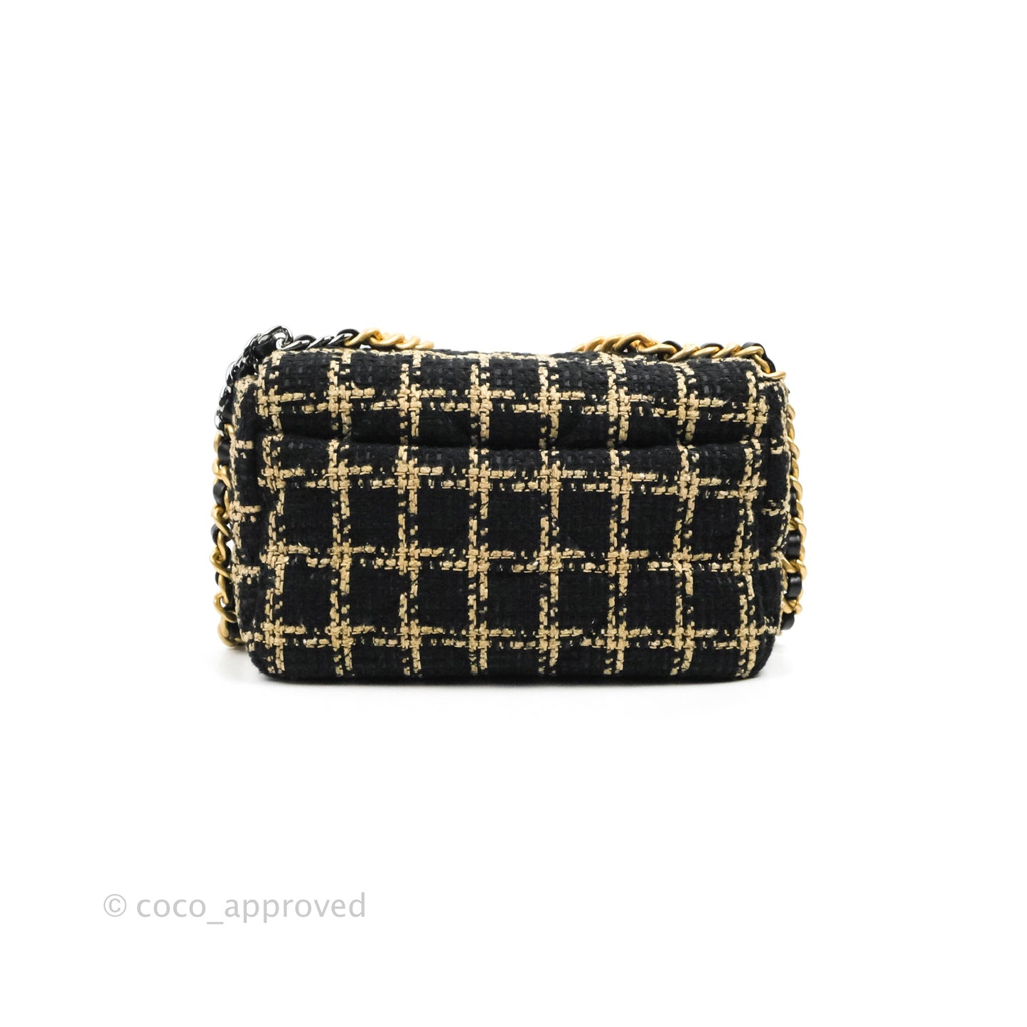 Chanel 19 Small Tweed Black Beige Mixed Hardware