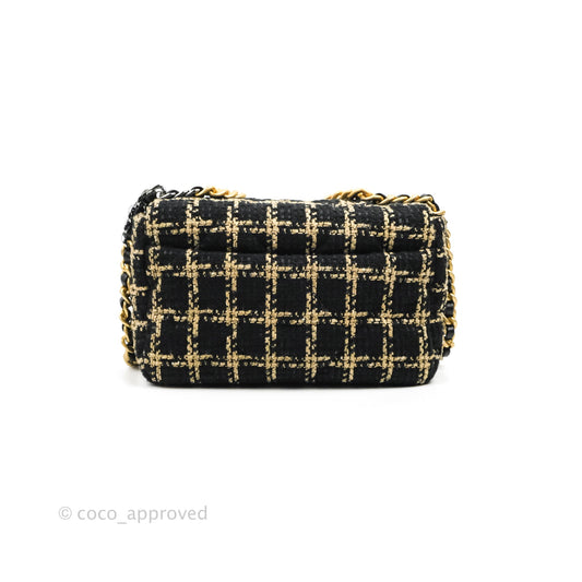 Chanel 19 Small Tweed Black Beige Mixed Hardware