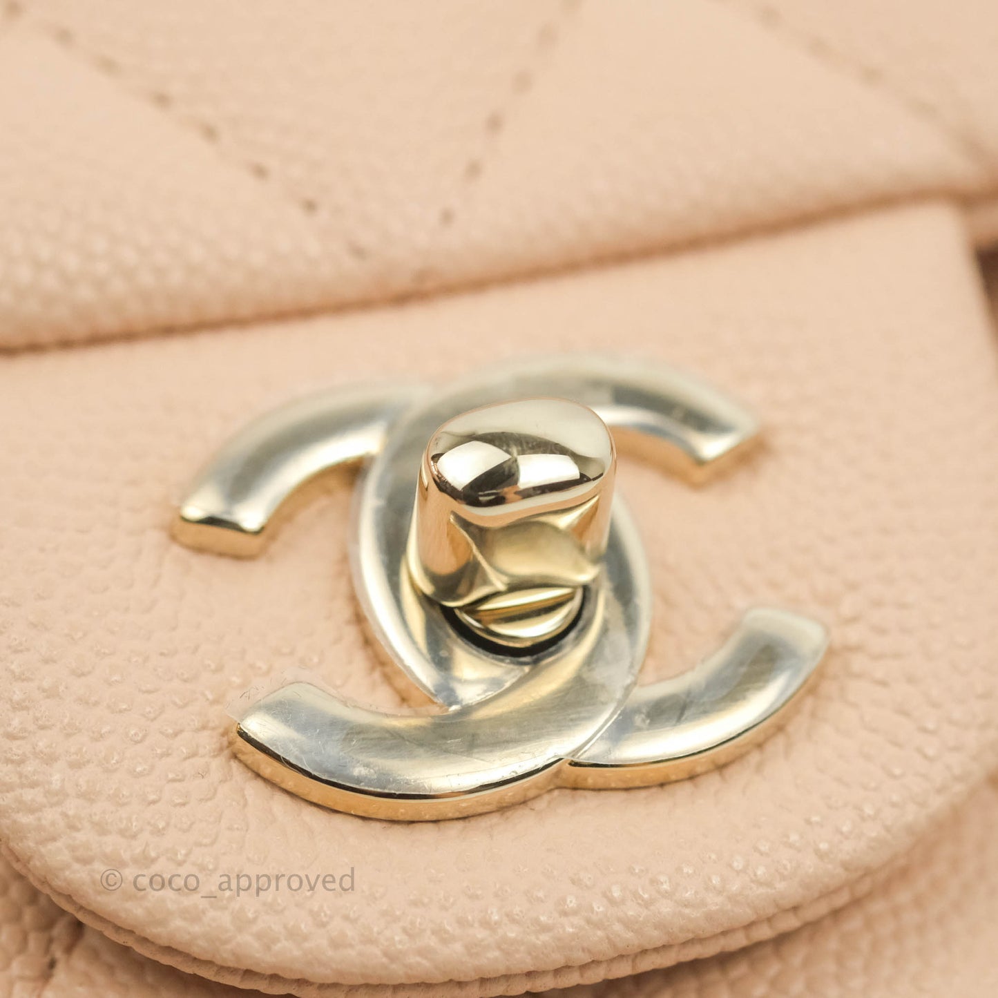 Chanel Small Classic Quilted Flap Light Beige Pink Caviar Gold Hardware 22C