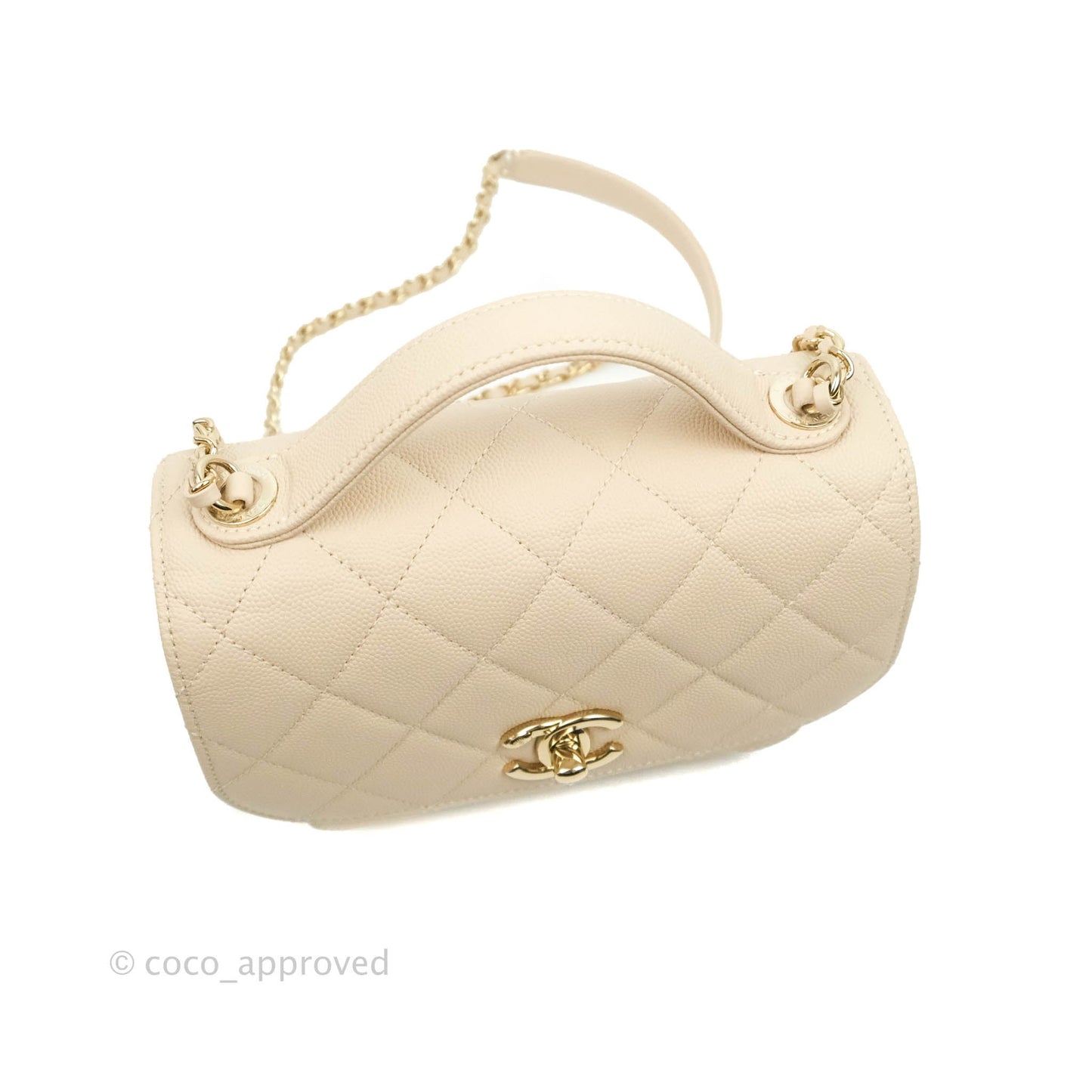 Chanel Quilted Small Business Affinity Flap Light Beige Caviar Gold Hardware
