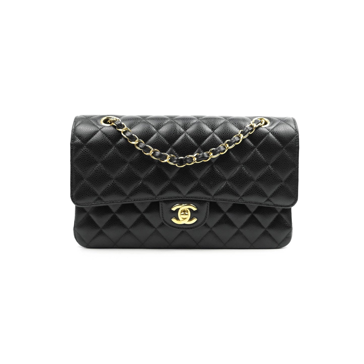 Chanel Classic M/L Medium Double Flap Black Caviar Gold Hardware