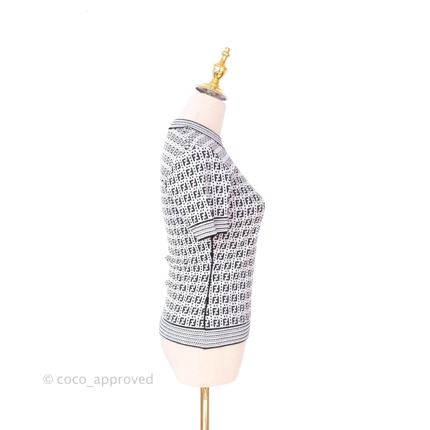 Fendi FF Pattern Woven White Top