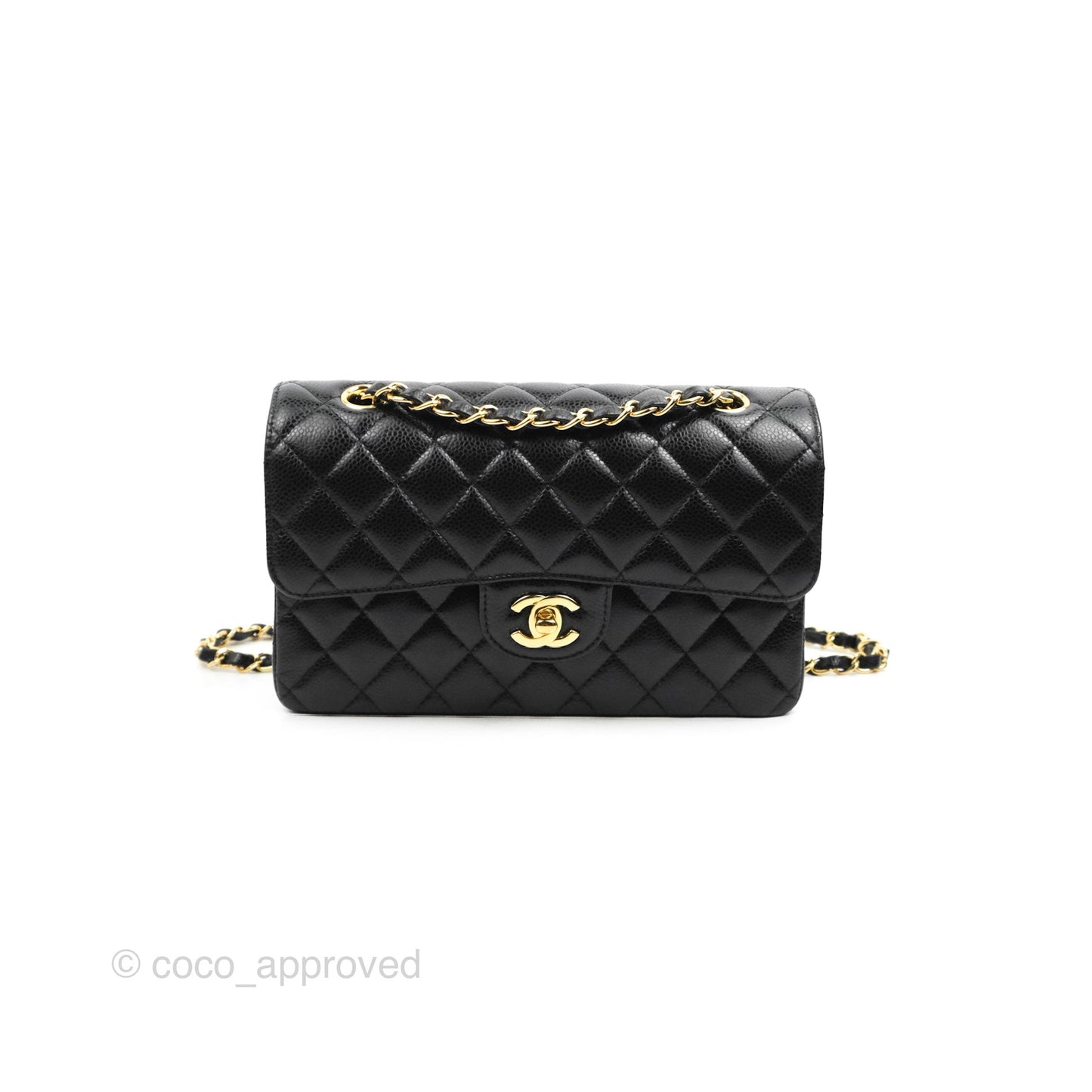 Chanel Small Classic Quilted Flap Black Caviar Gold Hardware