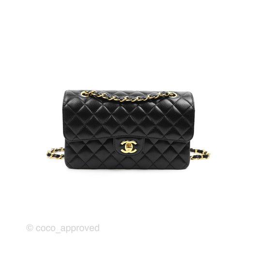 Chanel Small Classic Quilted Flap Black Caviar Gold Hardware