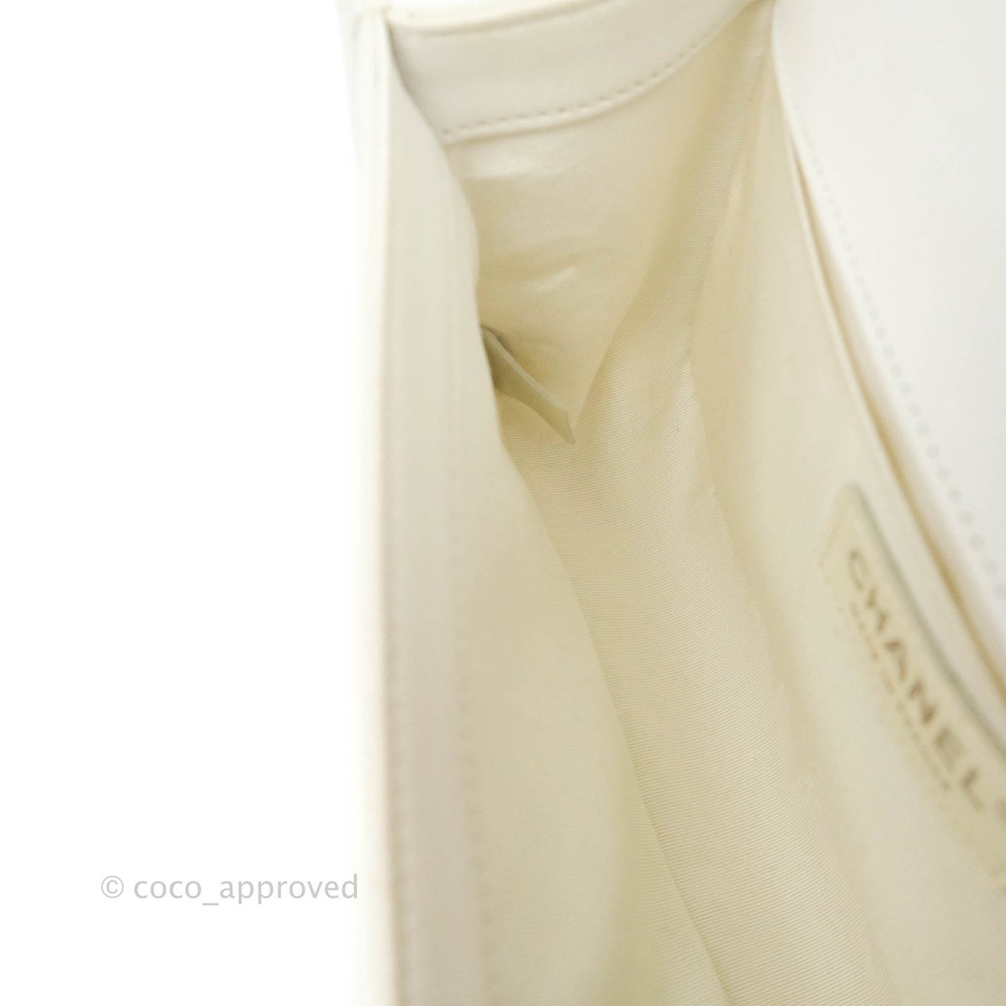 Chanel Quilted Medium Boy Flap Iridescent Chevron White Lambskin Silver Hardware