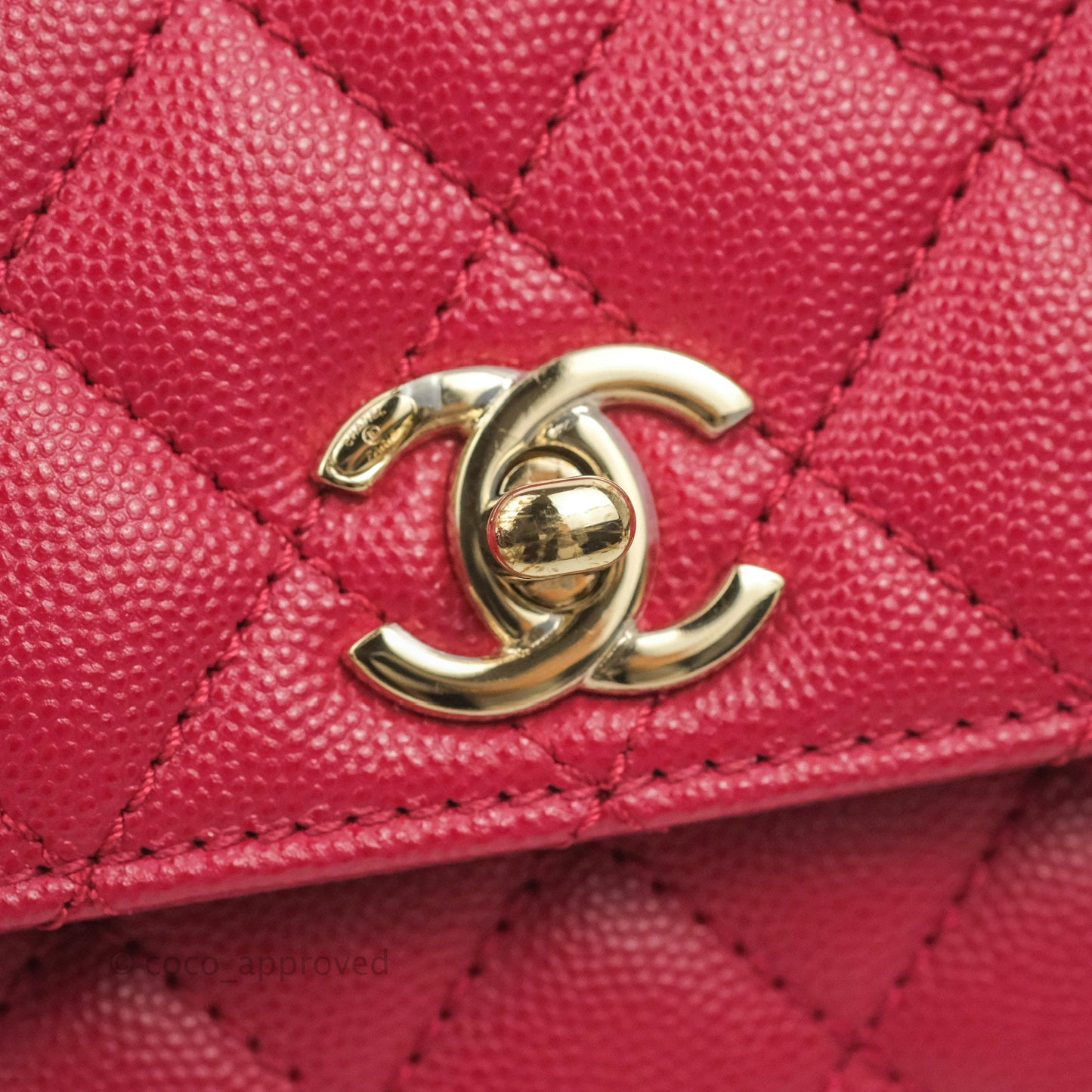 Chanel Small Coco Handle Quilted Dark Pink Caviar Gold Hardware 21A