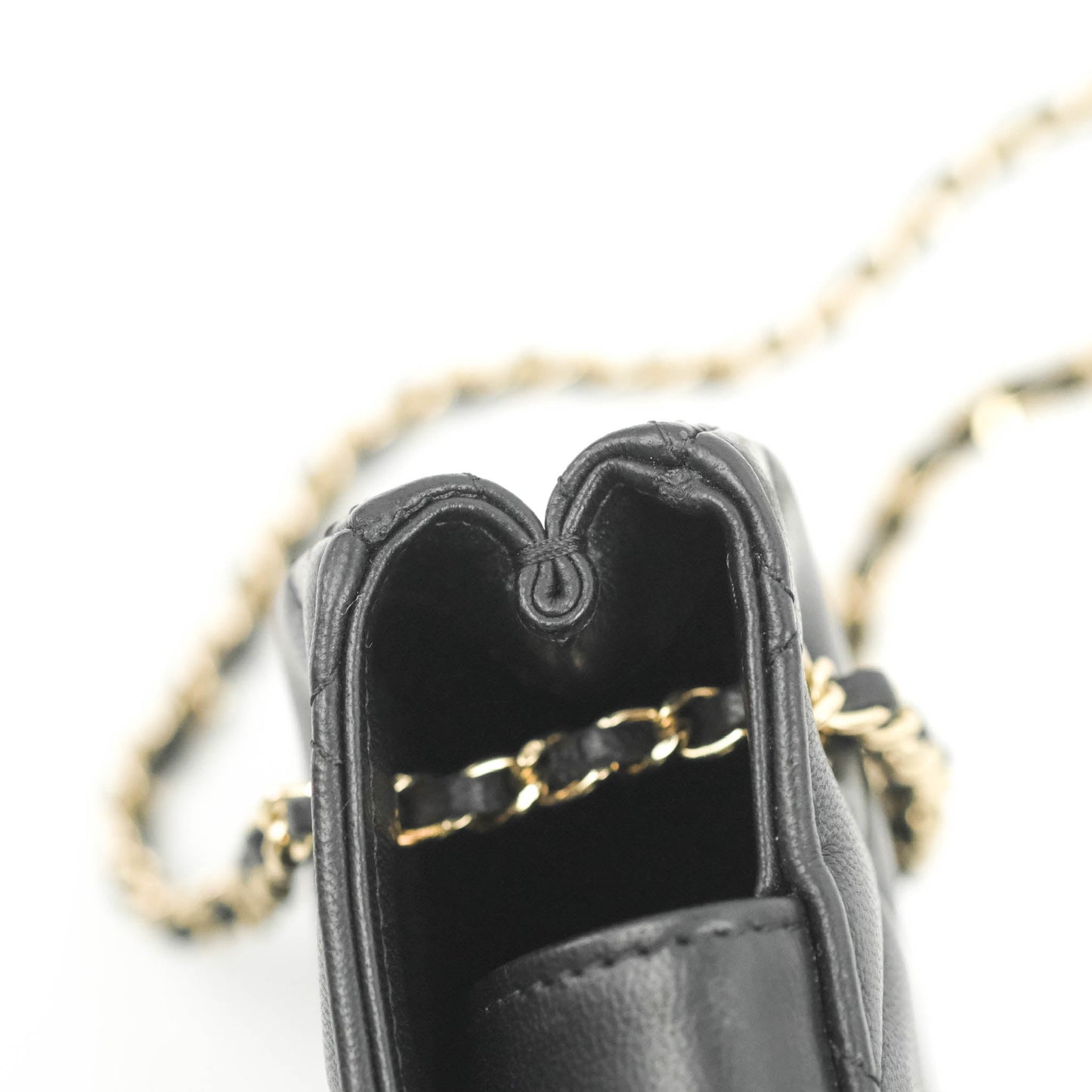 Chanel Mini Clutch With Chain Black Lambskin Gold Hardware 22C