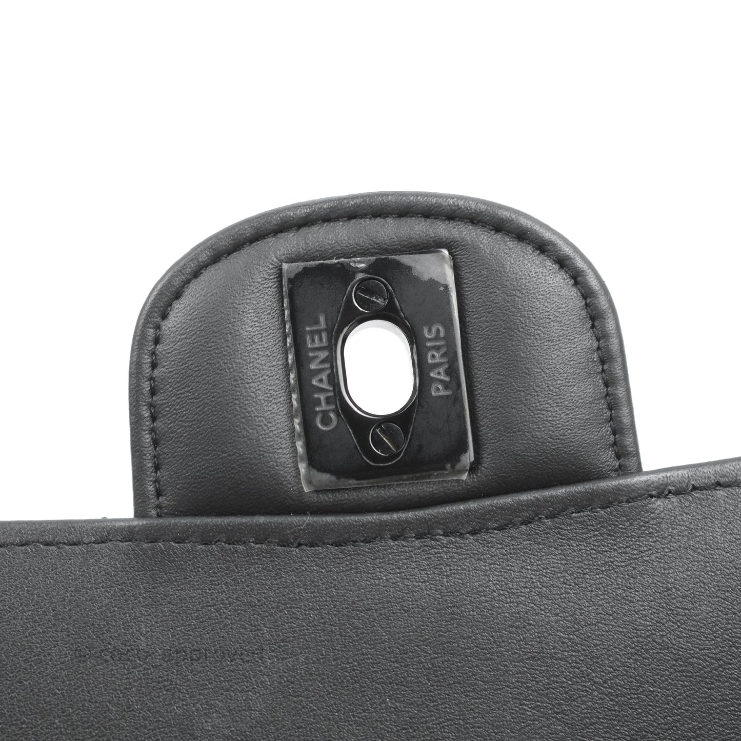 Chanel Mini Square Chevron Flap Black Crumpled Metallic Patent So Black