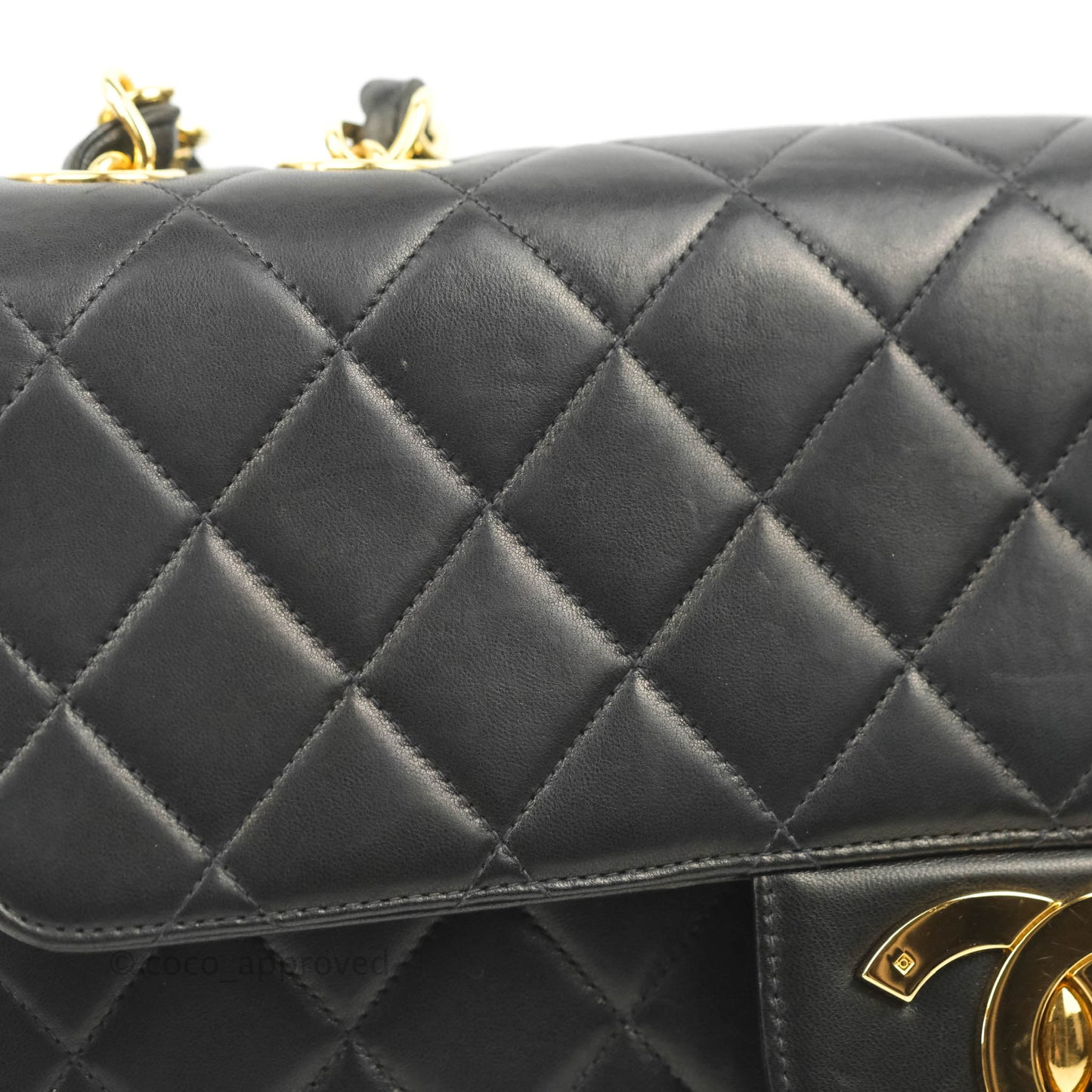 Chanel Vintage Jumbo Single Flap Black Lambskin 24K Gold Hardware