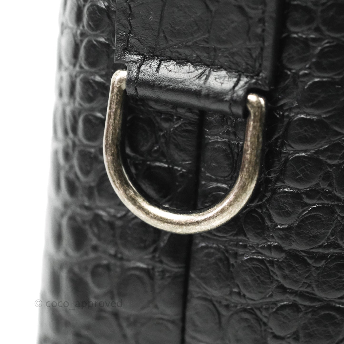Chanel Large Gabrielle Hobo Crocodile Embossed Black Calfskin