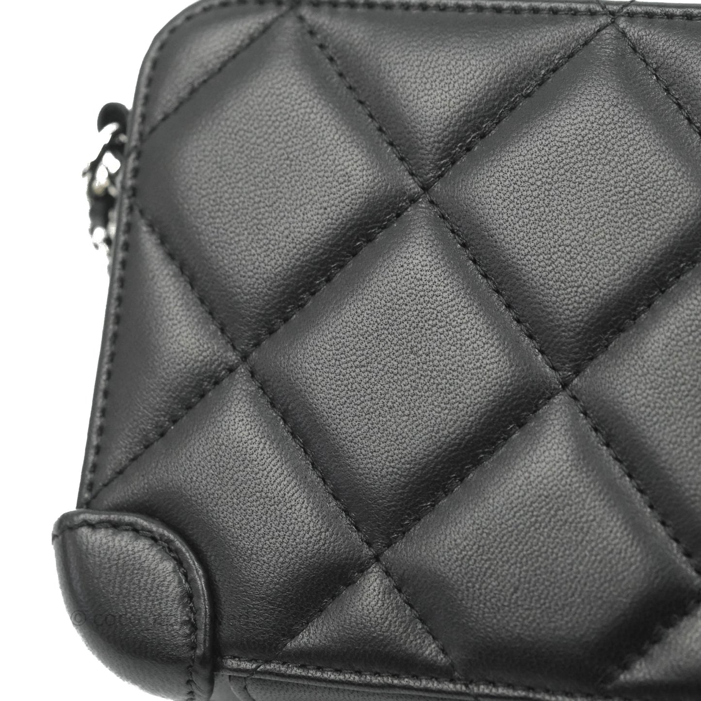 Chanel Mini Quilted Camera Case Black Lambskin Silver Hardware