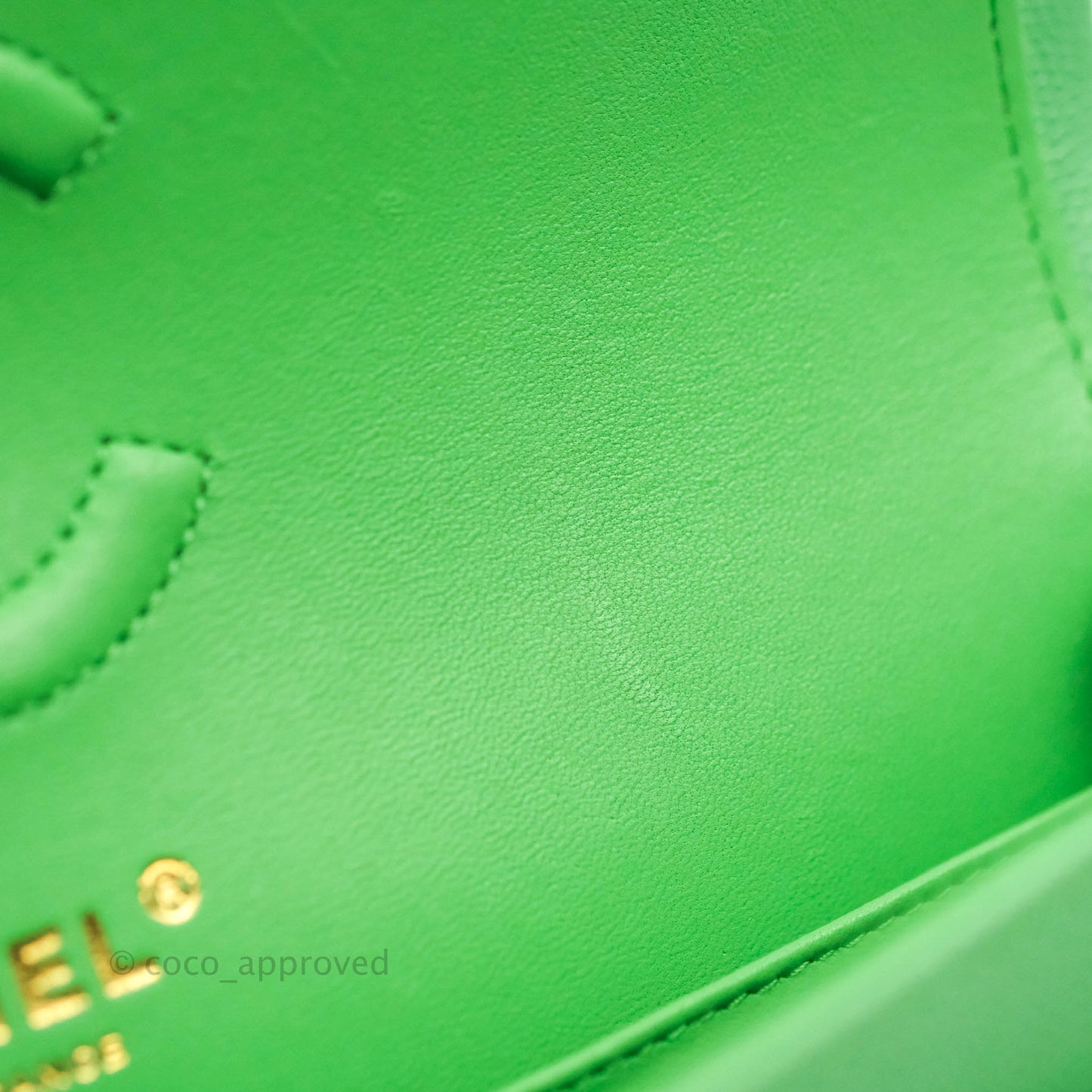 Chanel Small Classic Quilted Flap Green Caviar Gold Hardware