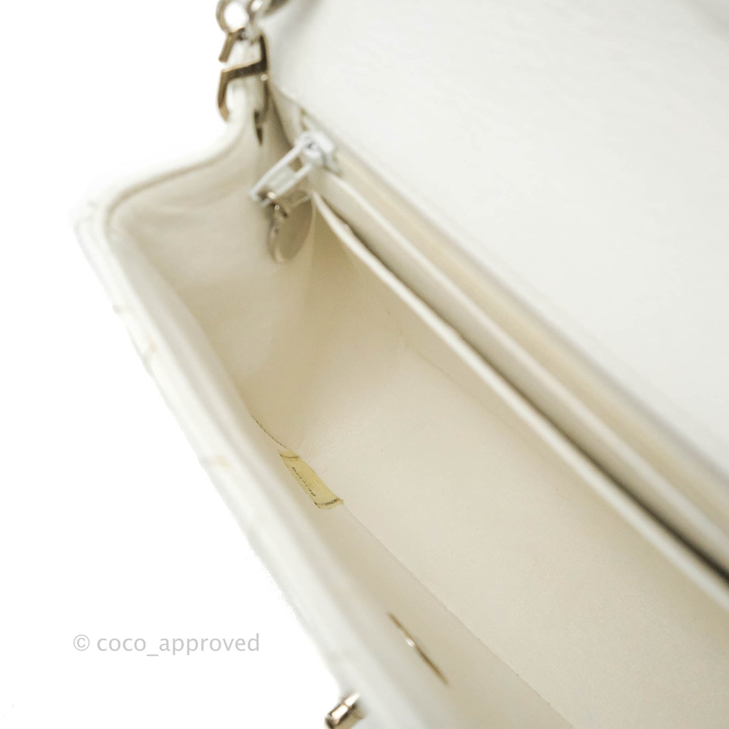 Chanel Quilted Vintage Mini Square Flap White Caviar Silver Hardware