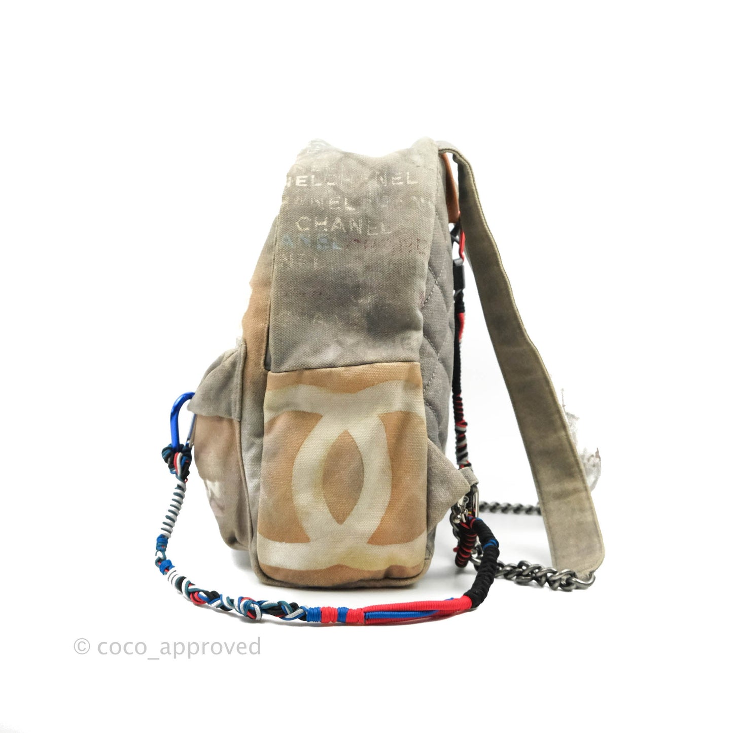 Chanel Medium Graffiti Printed Canvas Backpack Beige