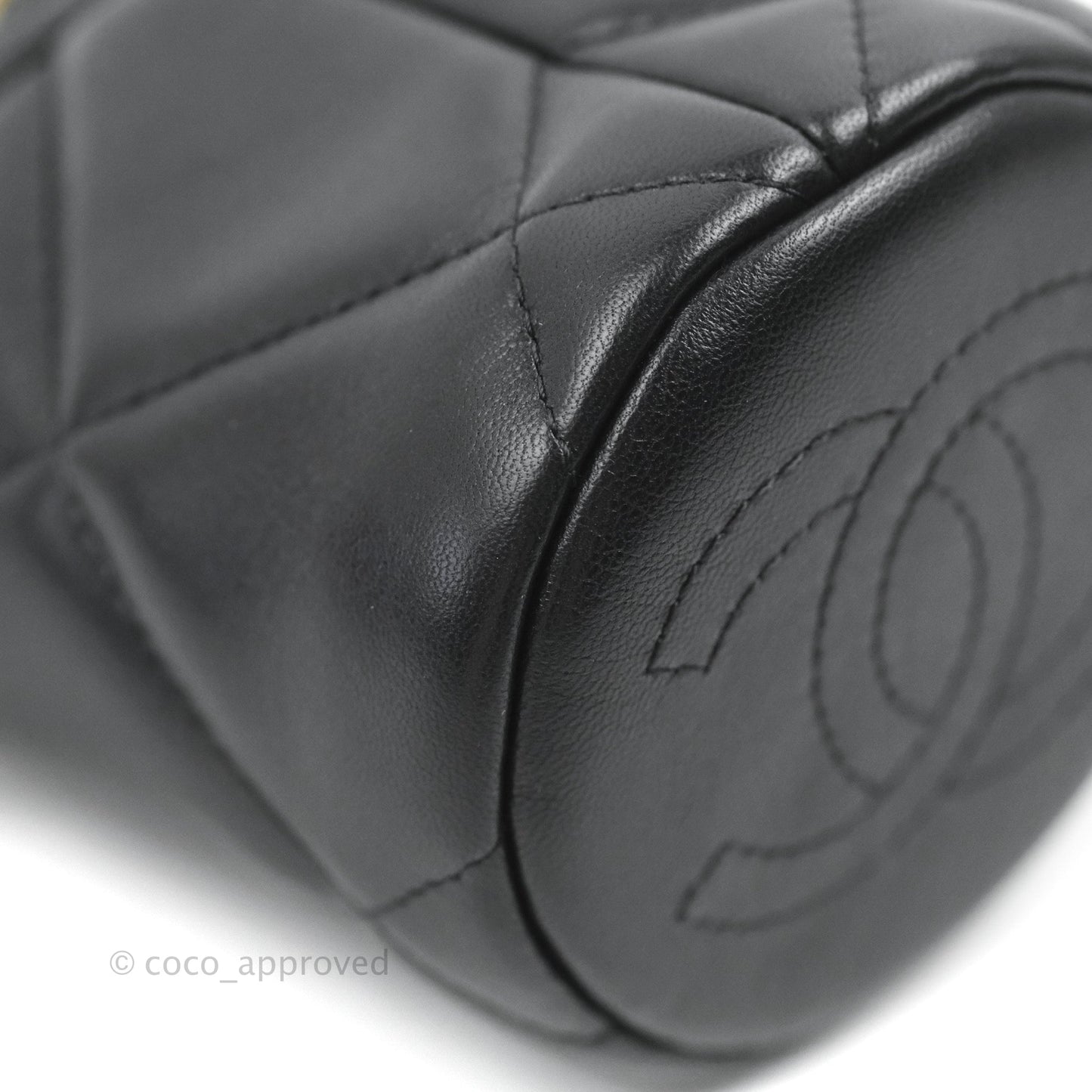 Chanel Mini Bucket Bag with Fluffy Chain Black Lambskin Gold Hardware