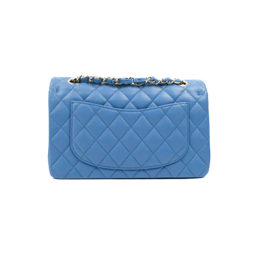 Chanel Small Classic Quilted Flap Blue Caviar Gold Hardware