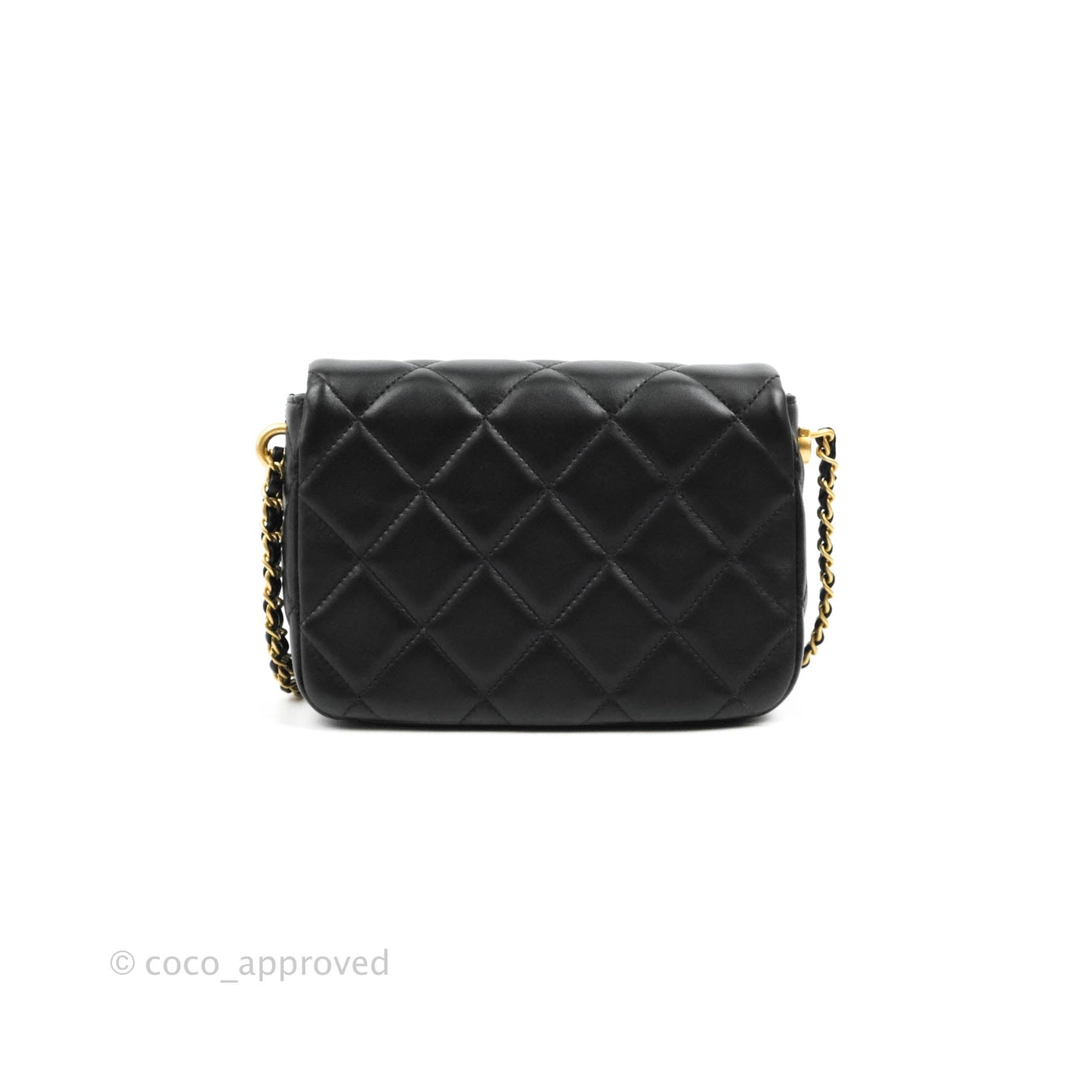 Chanel Quilted My Perfect Mini With Pearl Black Lambskin Gold Hardware