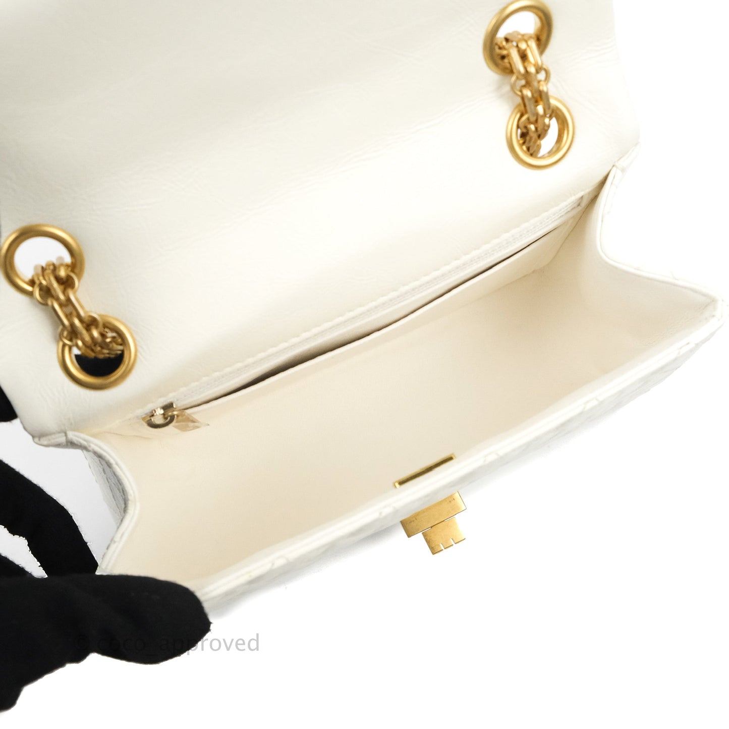Chanel Mini Reissue 224 White Aged Calfskin Aged Gold Hardware