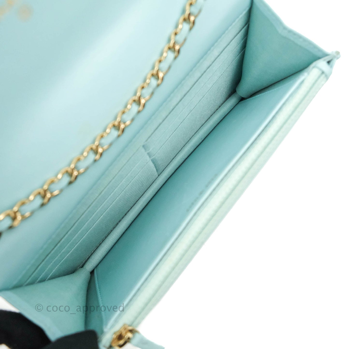 Chanel Trendy CC Quilted Wallet on Chain WOC Tiffany Blue Lambskin Gold Hardware