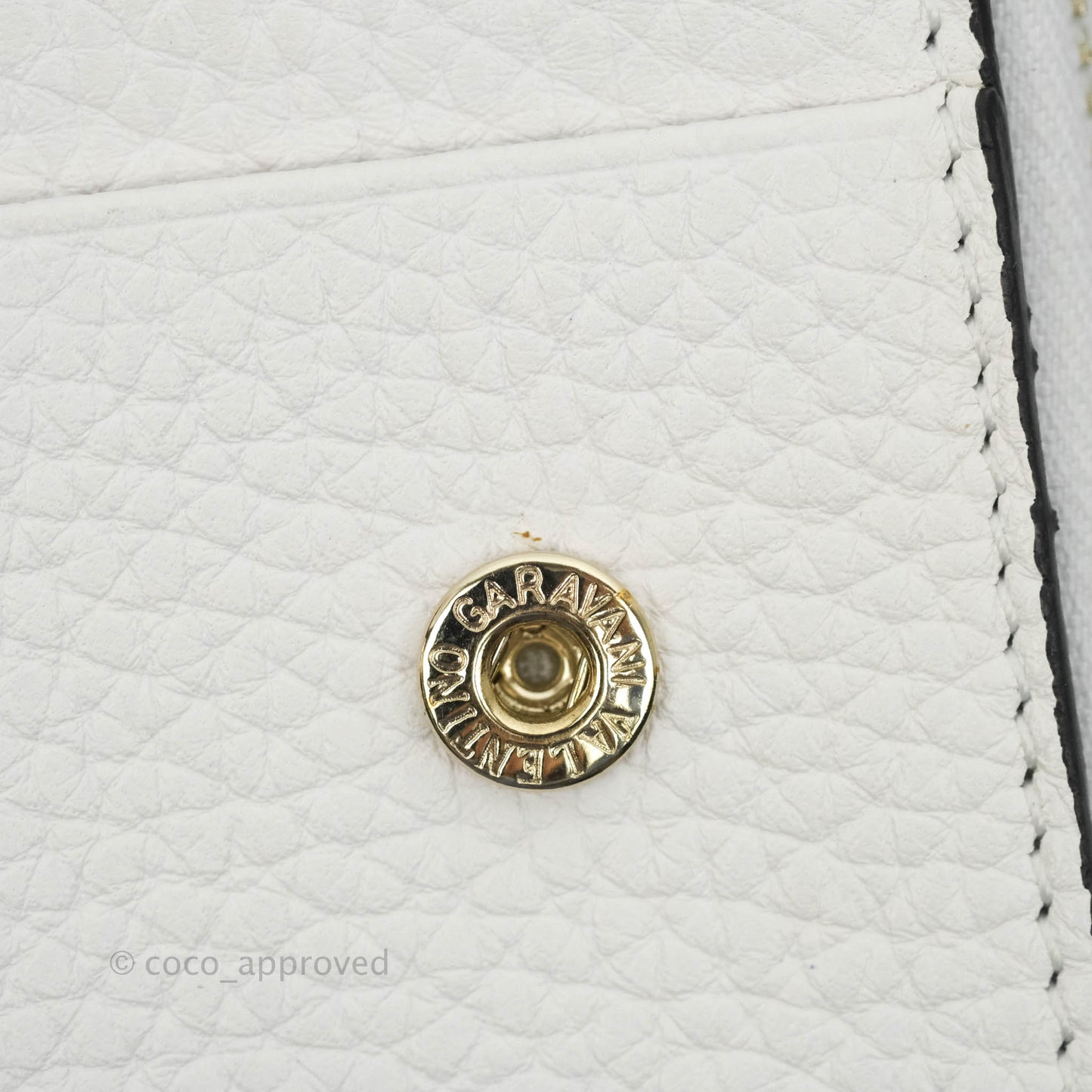 Valentino Garavani Shot Wallet White Grained Leather Gold Hardware