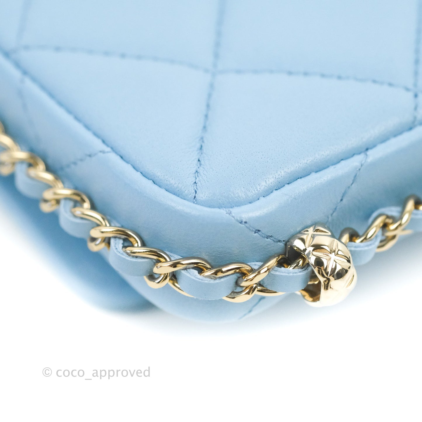 Chanel Mini Clutch With Chain Blue Lambskin Gold Hardware