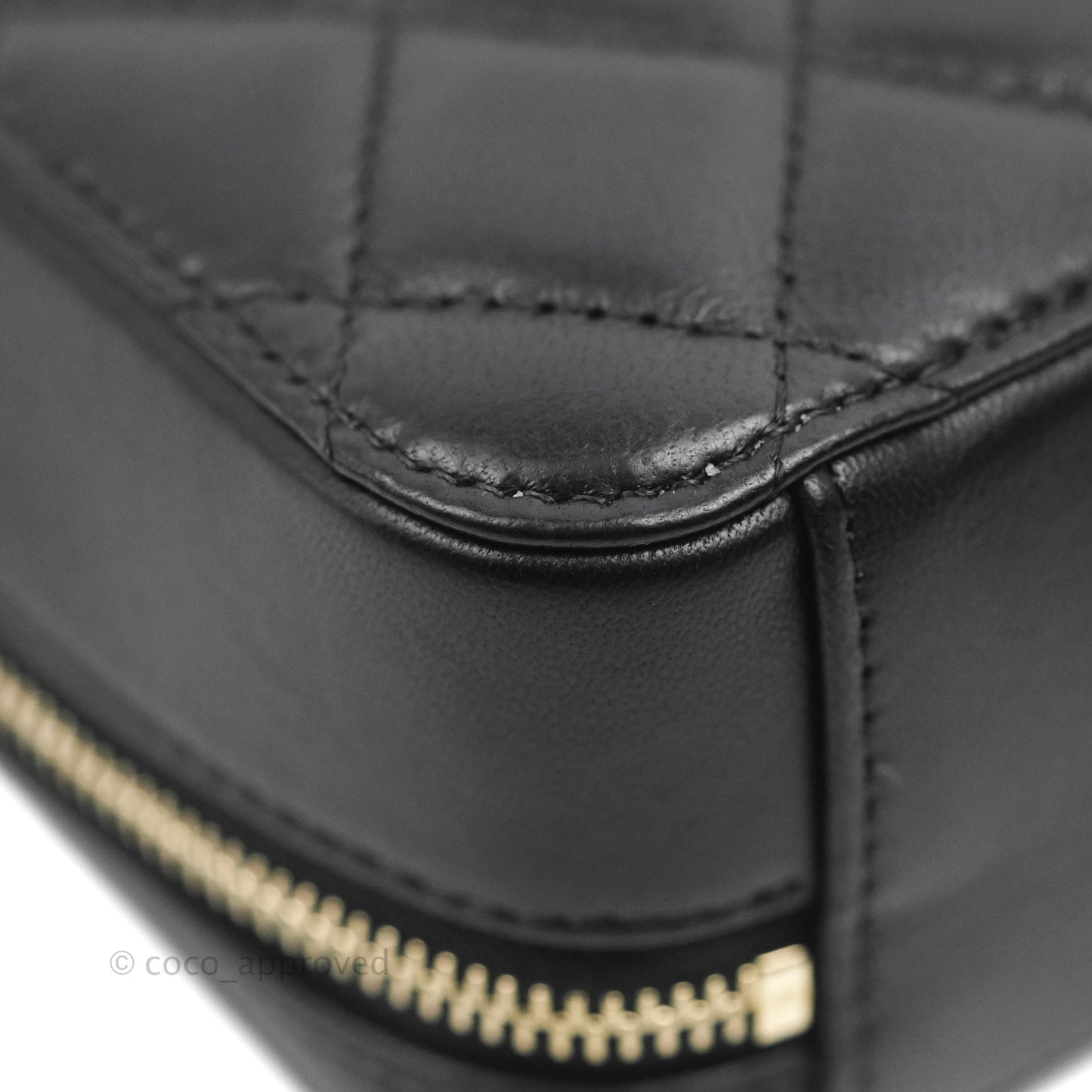 Chanel Mini Pearl Crush Quilted Camera Case Black Lambskin Aged Gold Hardware