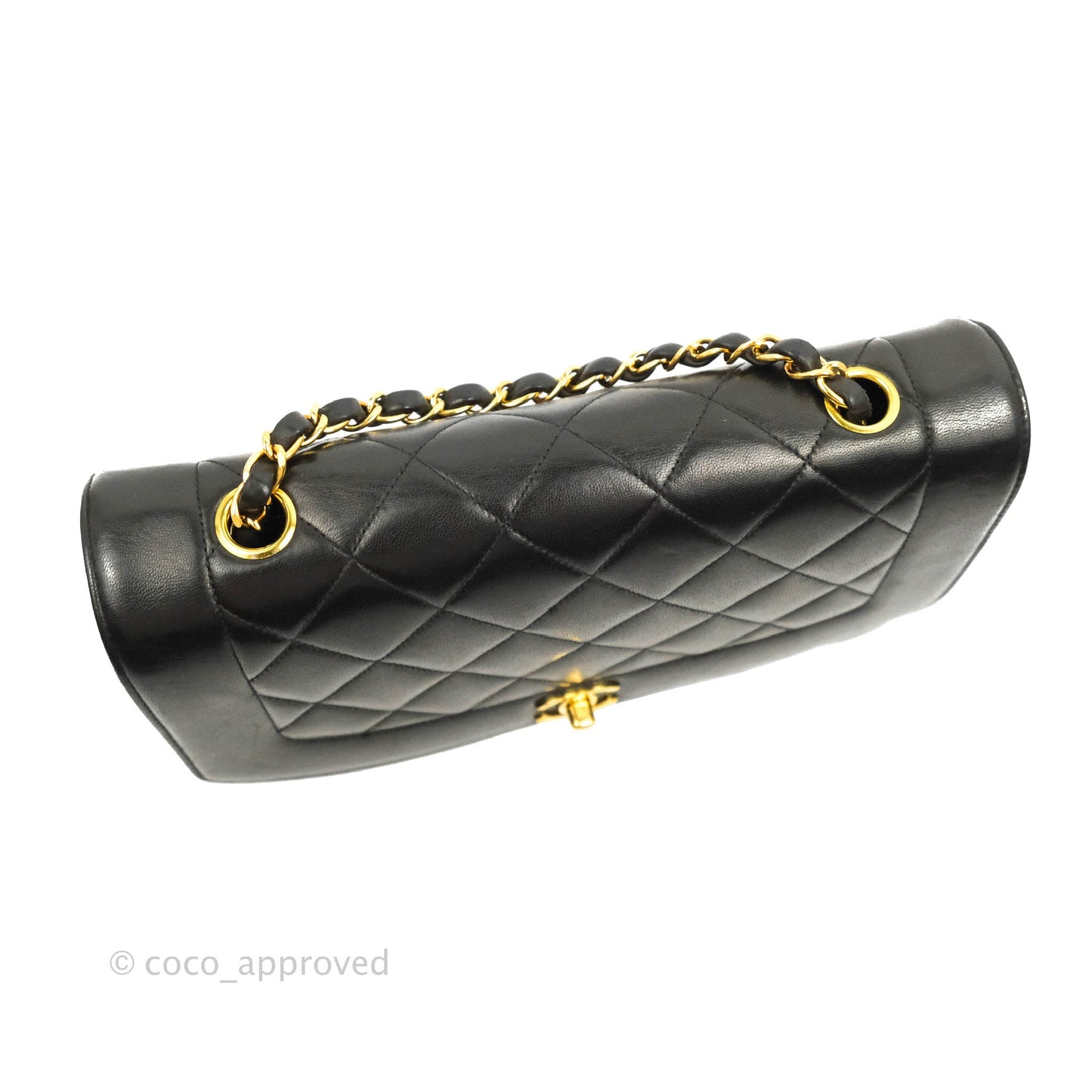 Chanel Vintage Quilted Medium Classic Diana Flap Bag Black Lambskin 24K Gold Hardware