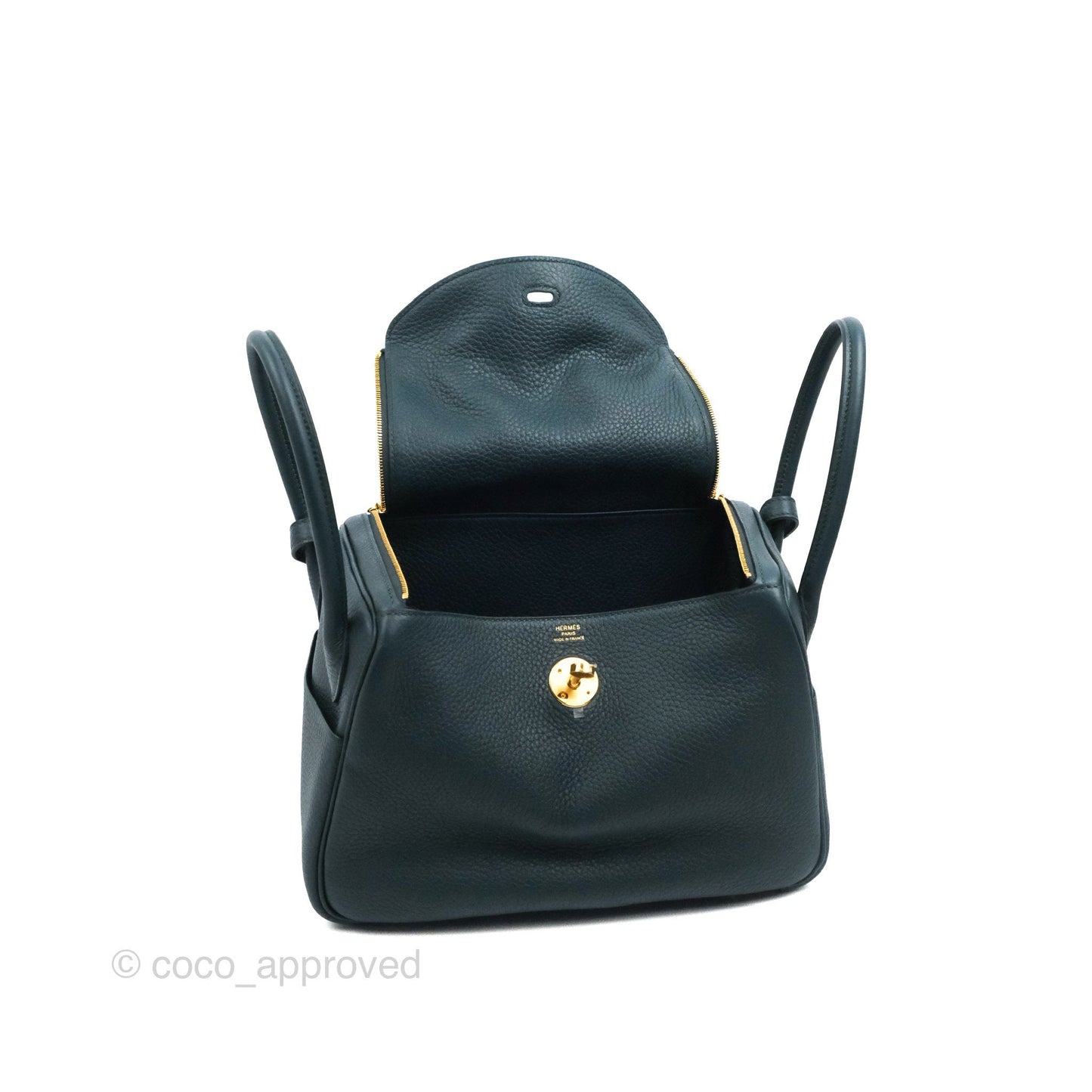 Hermès Lindy 26 Vert Cypress Clemence Gold Hardware