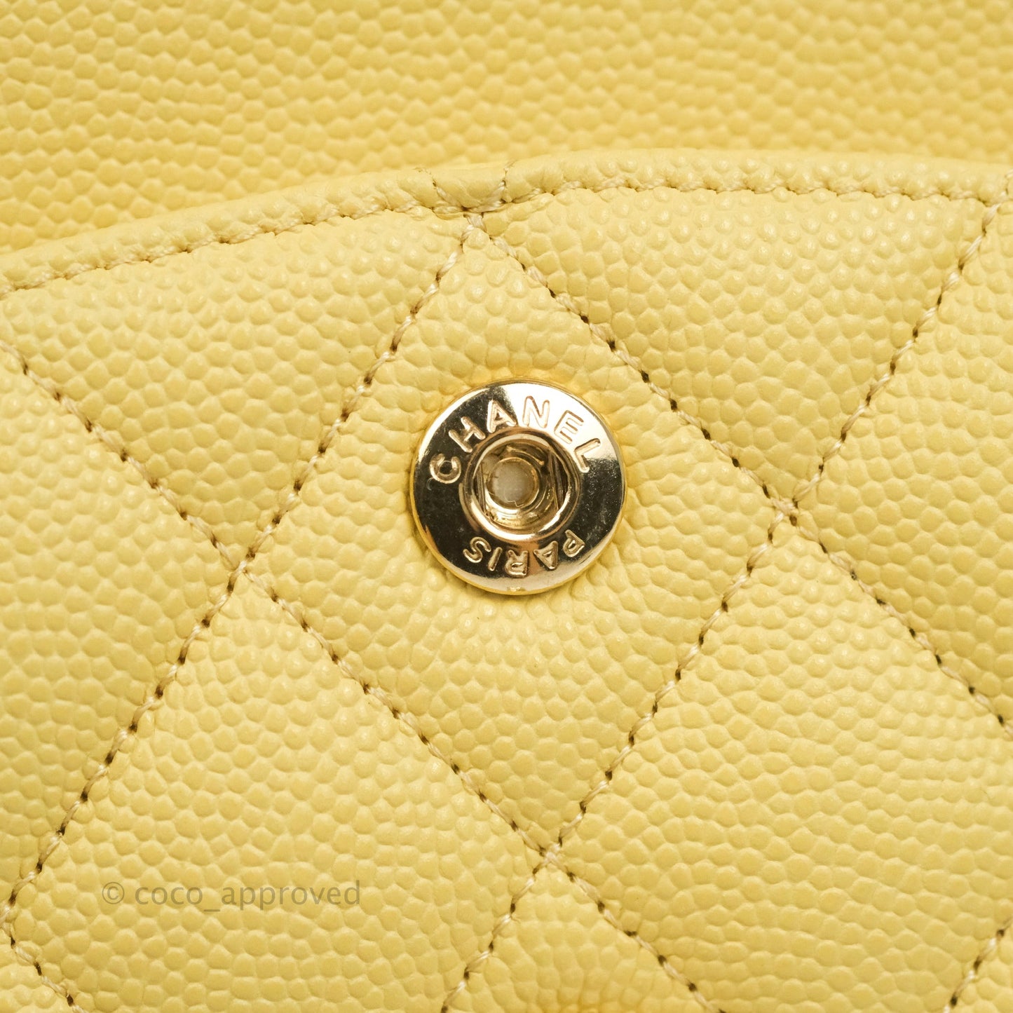 Chanel Classic Small S/M Quilted Flap Yellow Caviar Gold Hardware