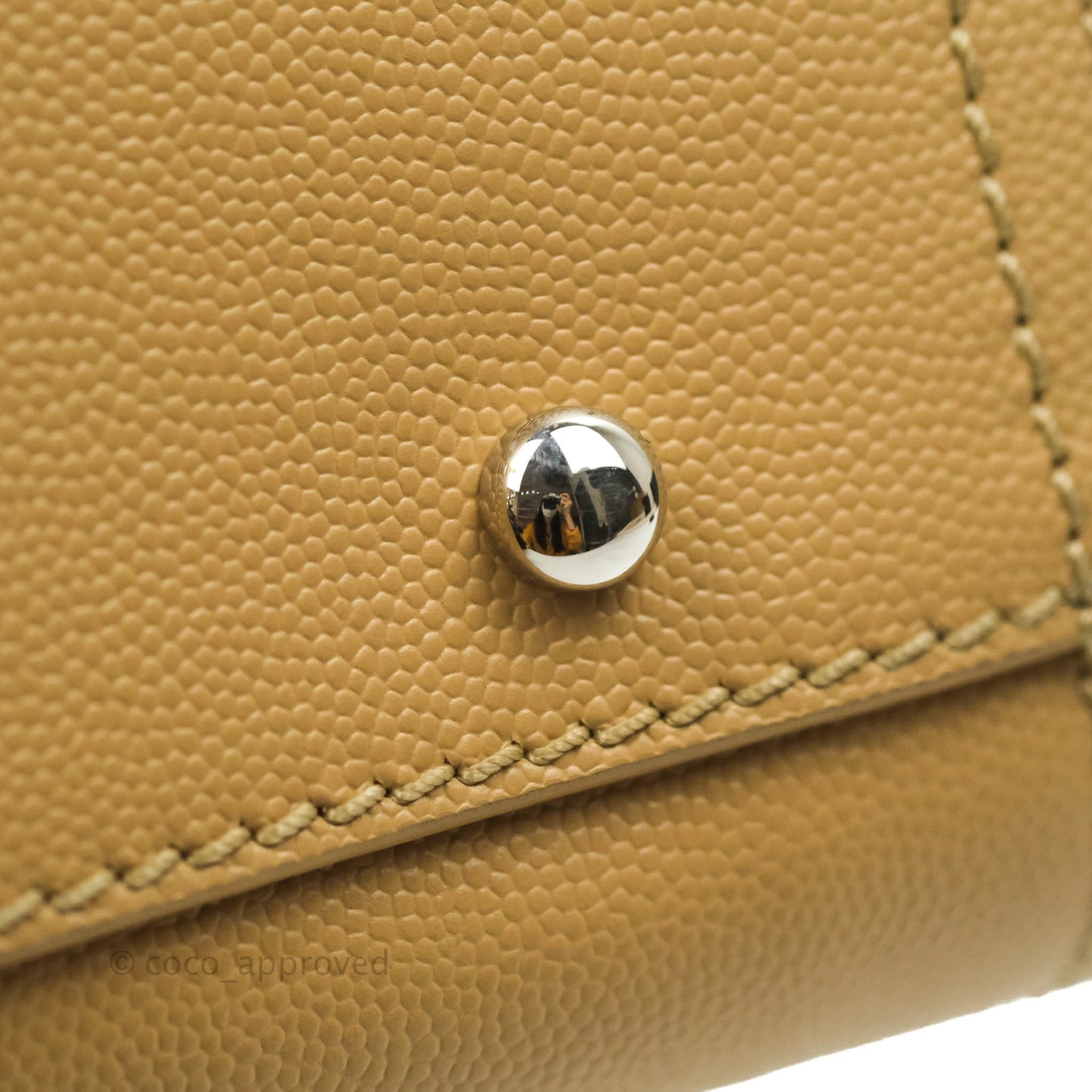 Chanel Small Studded Deauville Tote Beige Caviar Silver Hardware