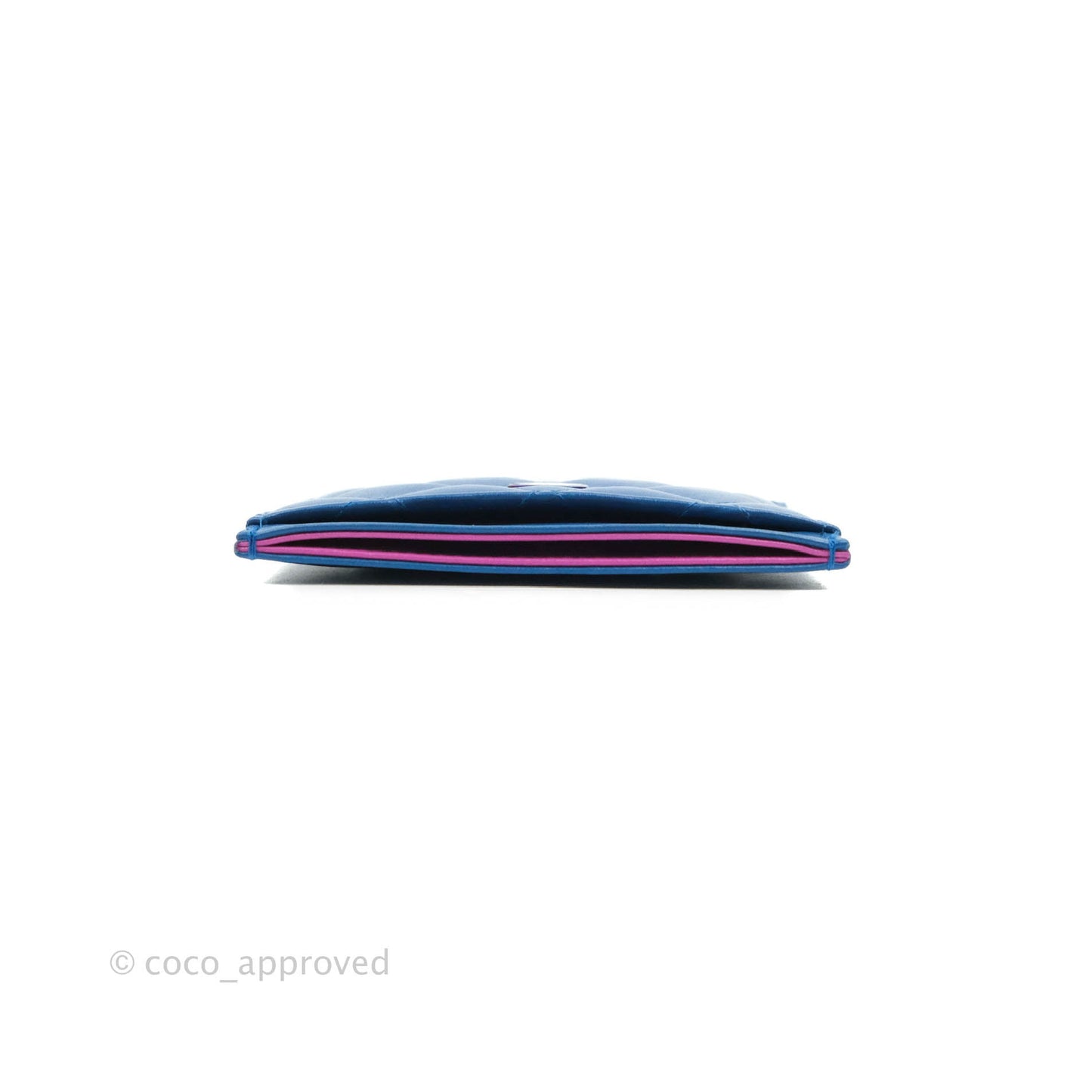 Chanel CC Card Holder Blue Lambskin Rainbow Hardware