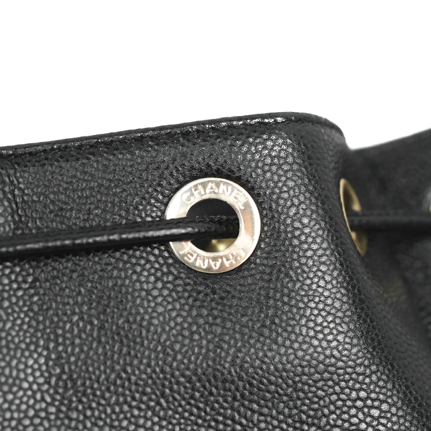 Chanel Caviar Quilted CC Pocket Bucket Bag Black Gold Hardware
