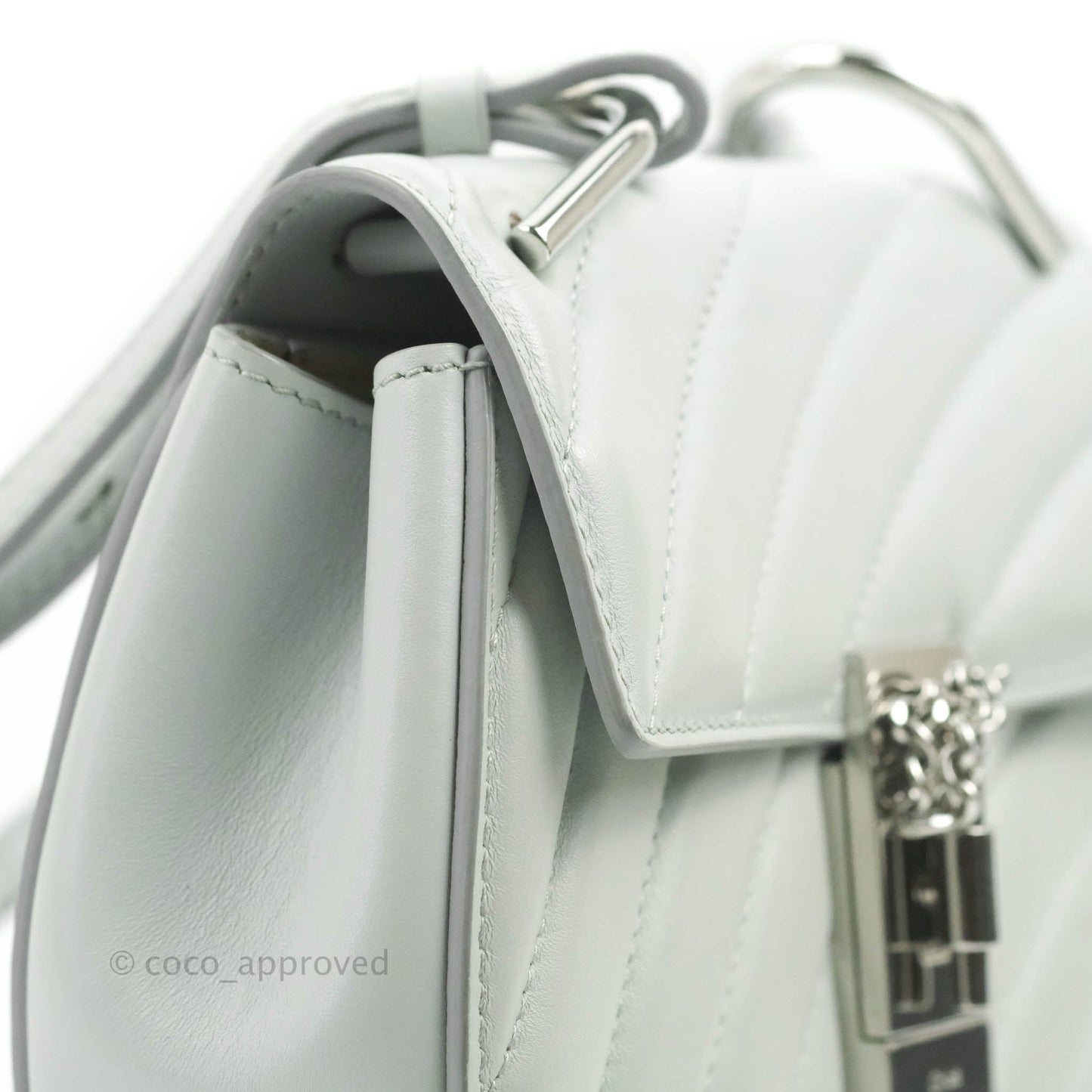 Chloe Quilted Mini Drew Bijou Crossbody Bag Airy Grey Smooth Calfskin Silver Hardware