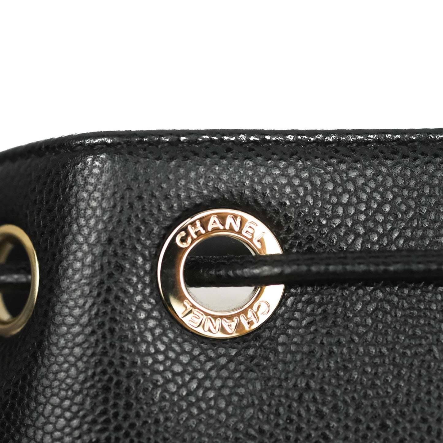 Chanel Caviar Quilted CC Pocket Bucket Bag Black Gold Hardware