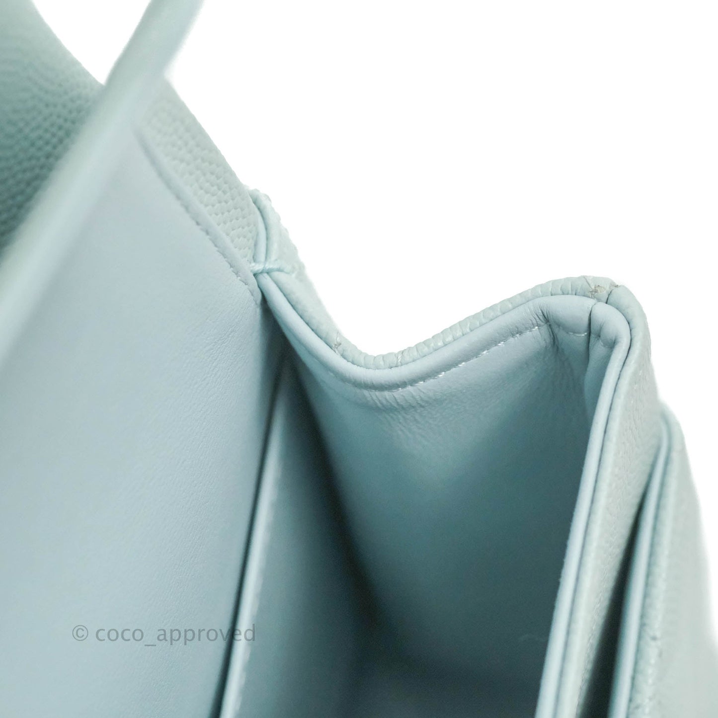 Chanel Quilted Classic M/L Medium Flap Light Blue Caviar Silver Hardware